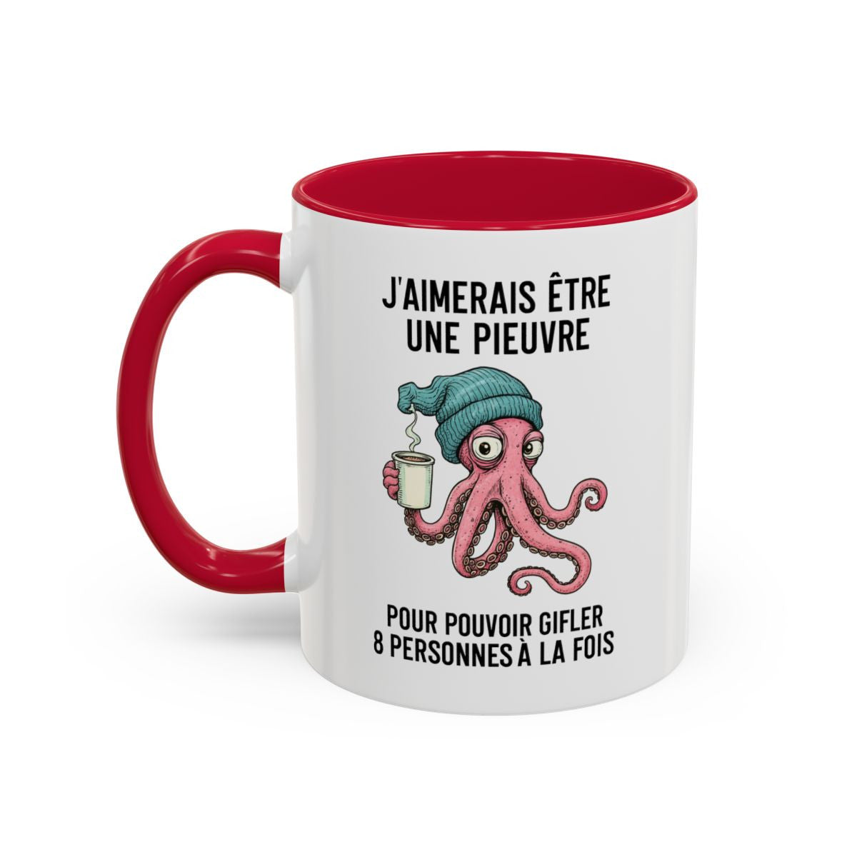 Mug Poulpe et Café – Tasse Céramique Illustration Originale – Humour Matinal & Style Artistique – Cadeau Bureau