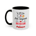 Mug Personnalisable Aide-Soignante Au Top – Tasse Prénom Noir Bleu Rouge – Cadeau Métier Santé