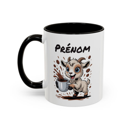 Tasse Personnalisable Chèvre avec Prénom – Mug Animal Drôle Café – Cadeau Original Humoristique