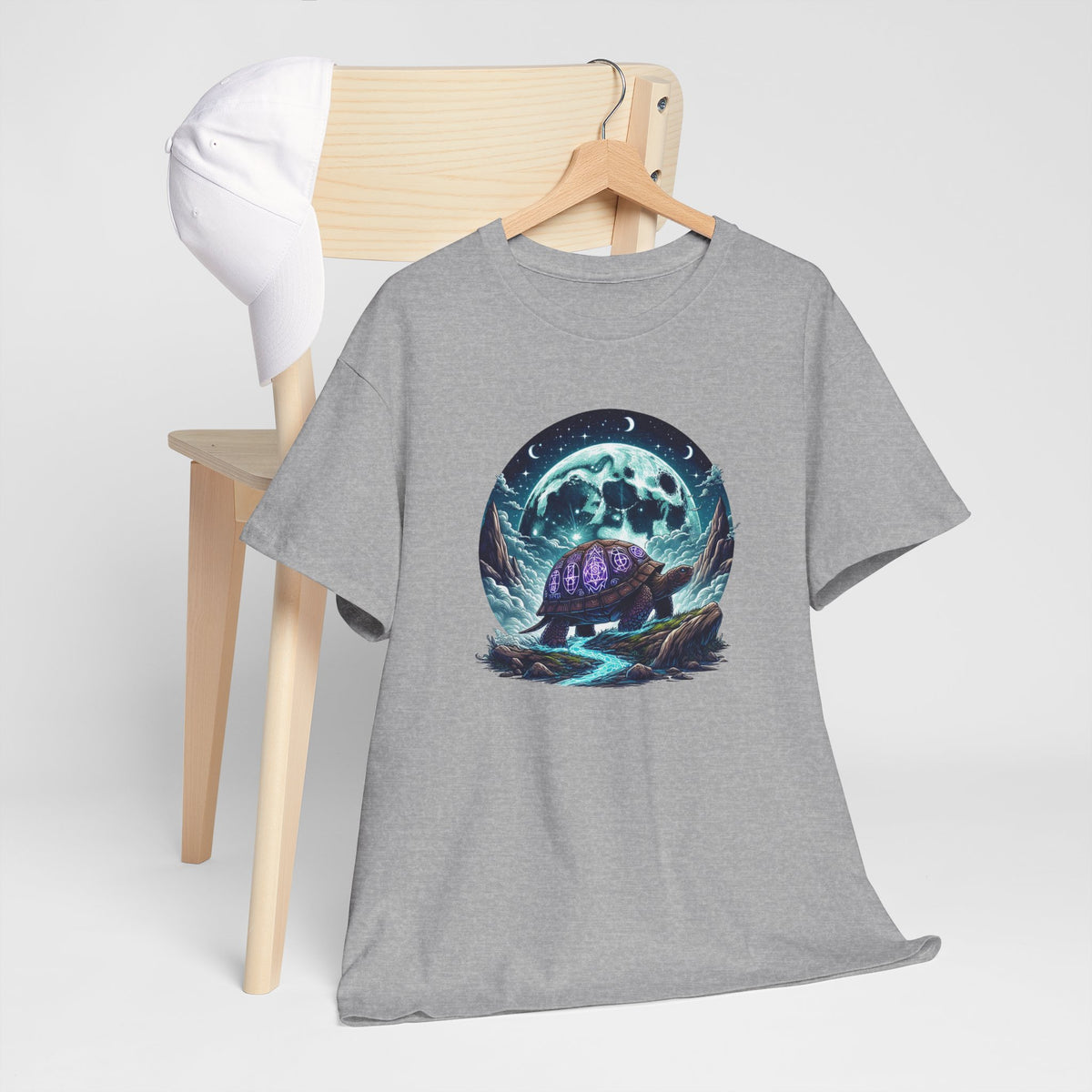 Tee Shirt Tortue Mystique Homme Femme – T-Shirt Tortue Lune Univers Fantastique – Illustration Magique – Idée Cadeau Originale