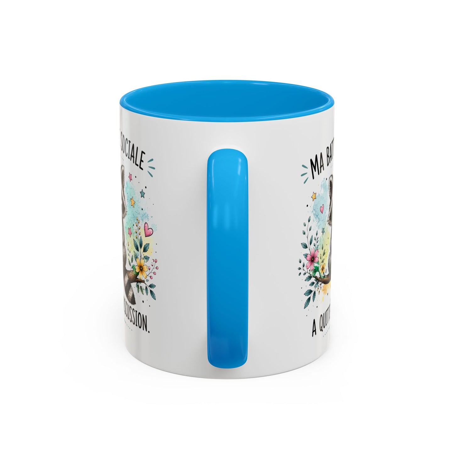 Tasse Raton Laveur Drôle Homme Femme – Mug Ma batterie sociale a quitté la discussion – Cadeau Humour Introverti 325 ml