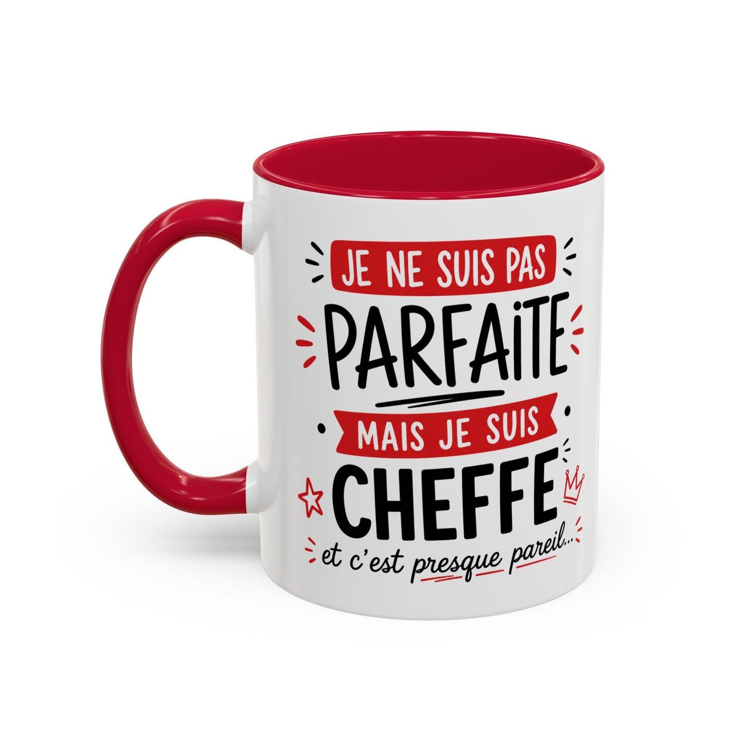 Tasse Je Ne Suis Pas Parfaite Mais Je Suis Cheffe – Mug Humour Travail Femme – Cadeau Cheffe Collègue Responsable 325ml