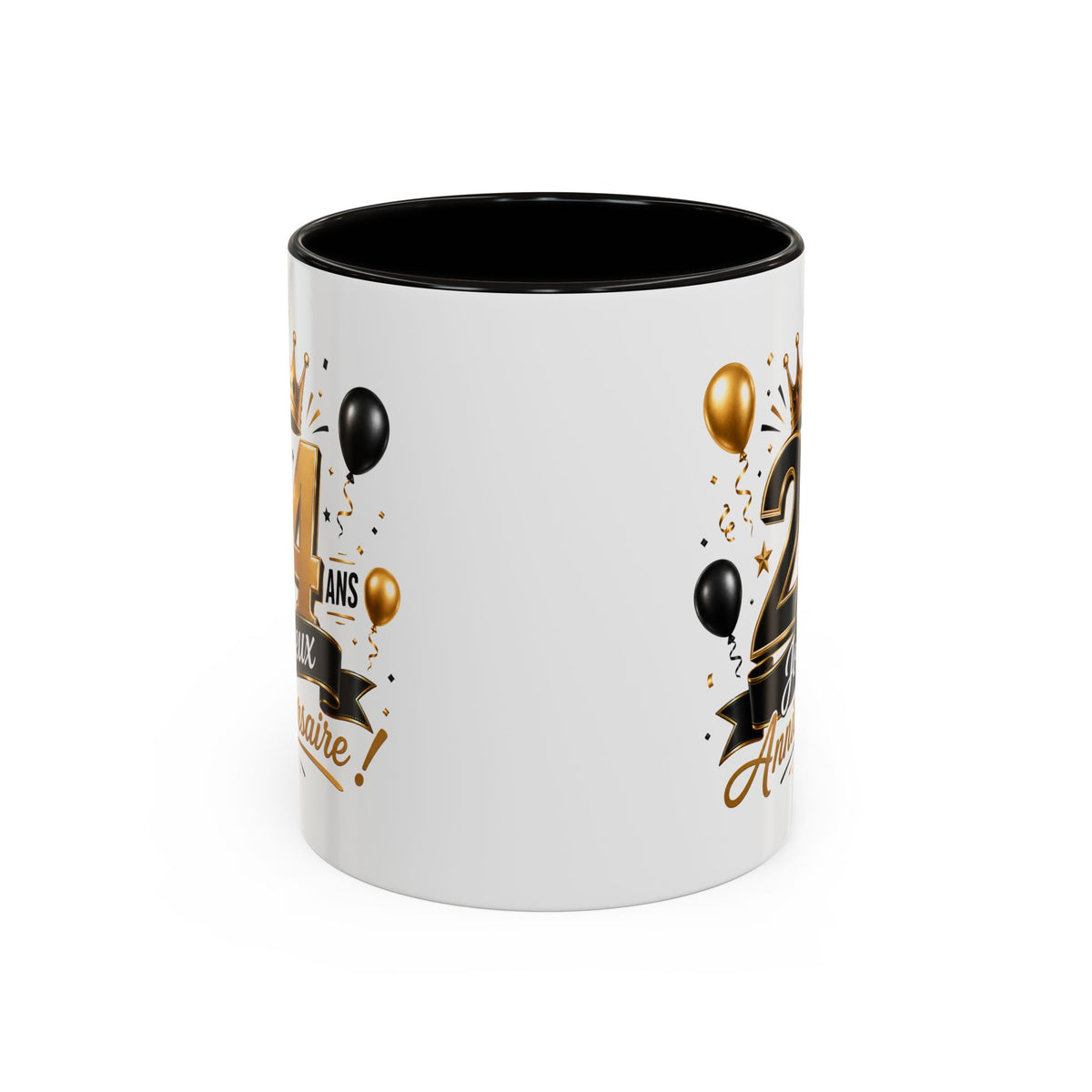 Mug Joyeux 24 Ans – Tasse Anniversaire 24 Ans – Cadeau Original pour Femme Homme – Idée Cadeau 24e Anniversaire Noir Bleu Rouge