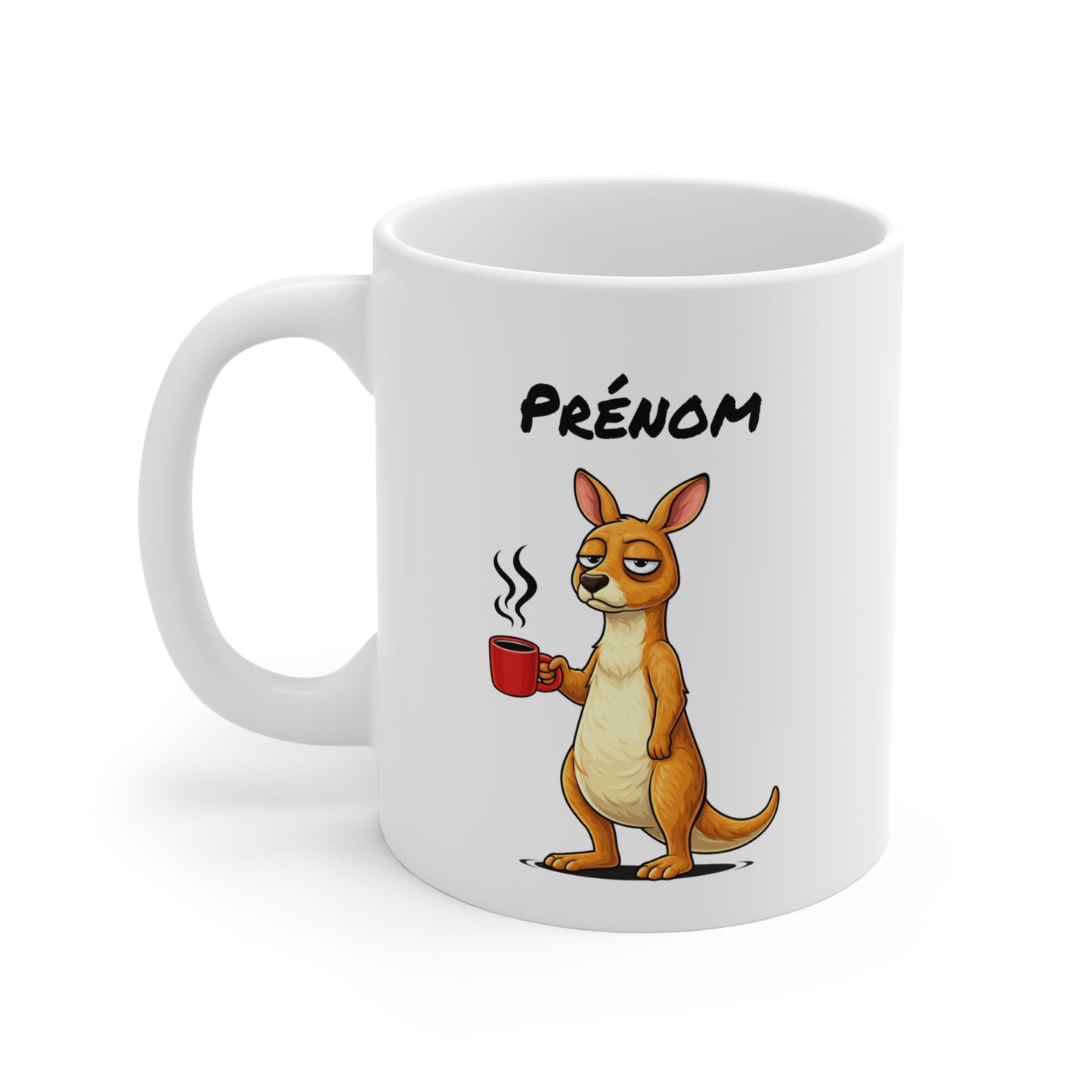 Mug Kangourou Personnalisable 325ml – Tasse Café Humour Fatigue Matin Drôle Cadeau Original