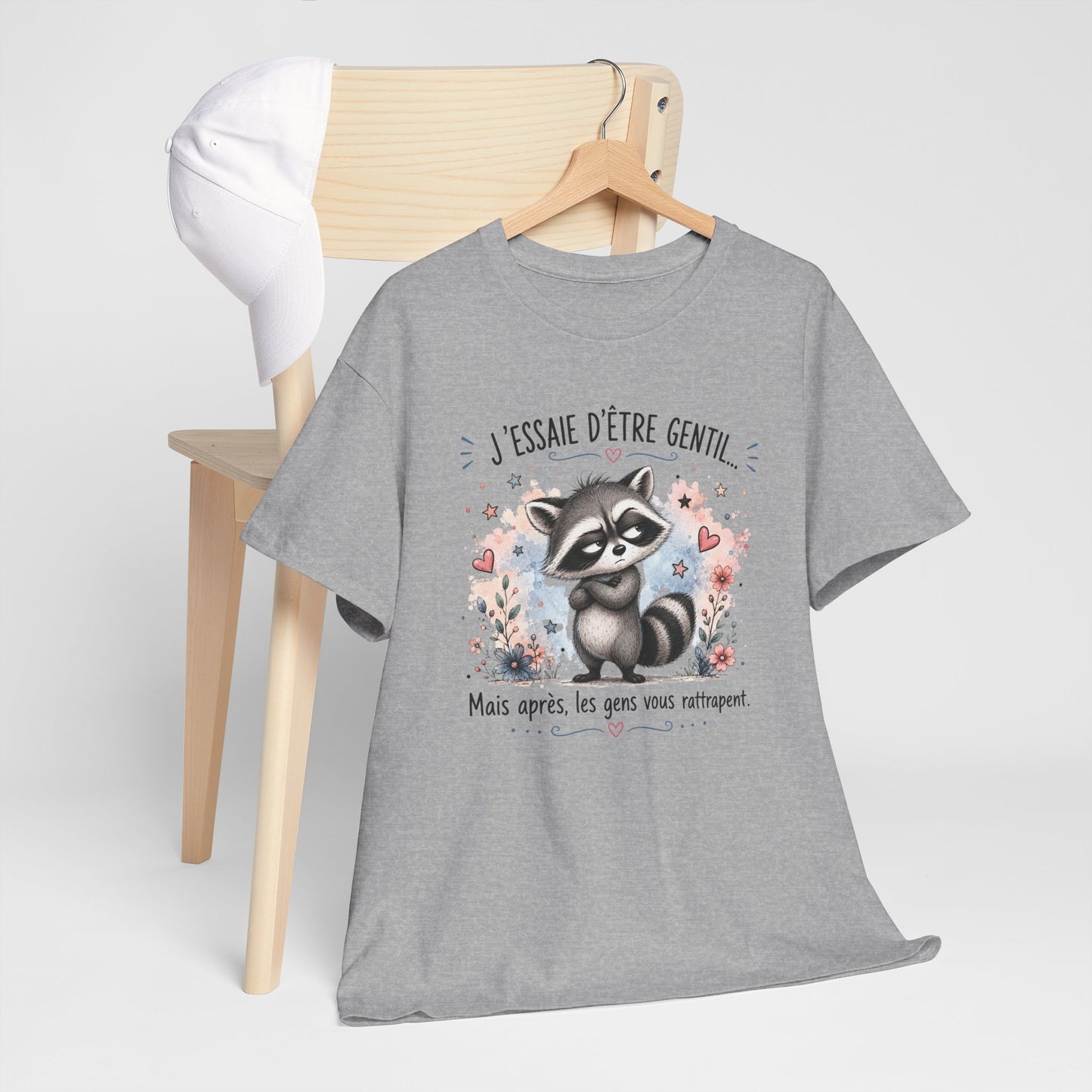 Tee-Shirt Humour Homme et Femme – Raton Laveur Drôle Blasé – Idée Cadeau Original Animal Mignon Anniversaire