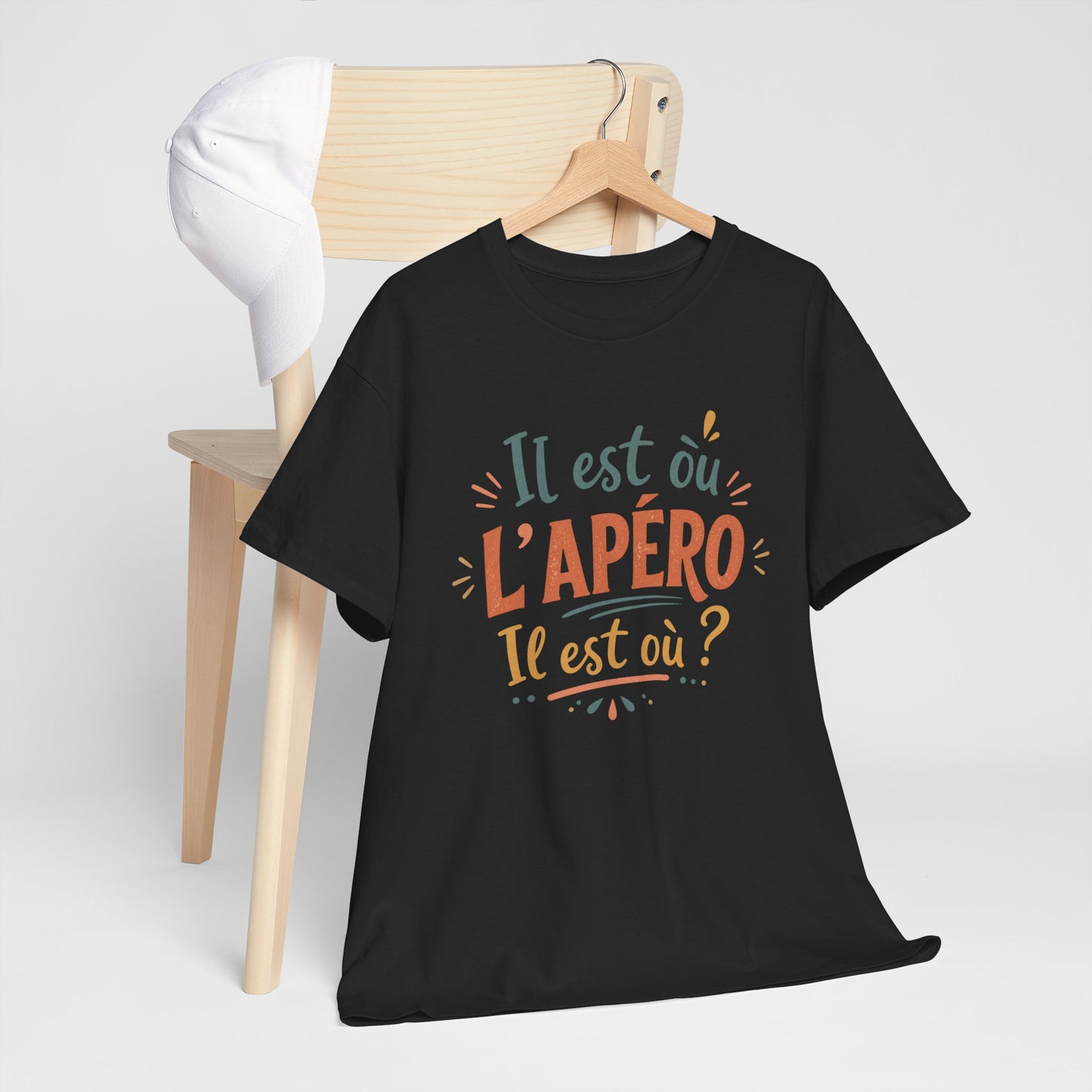 T-Shirt Humour Apéro Femme – Il Est Où L’Apéro – Cadeau Drôle Soirée Entre Copines Fête