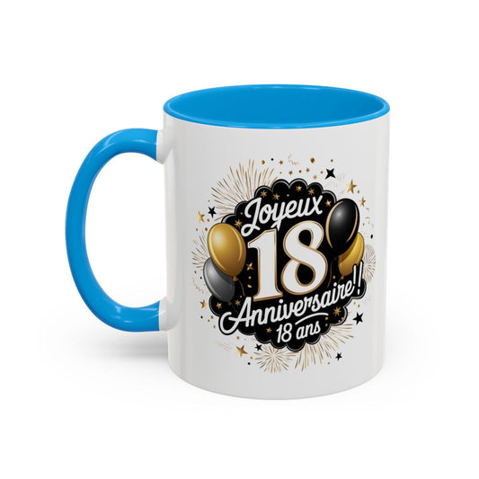 Tasse Joyeux 18 Anniversaire – Mug Anniversaire 18 ans – Cadeau Fête Anniversaire – Céramique 325ml