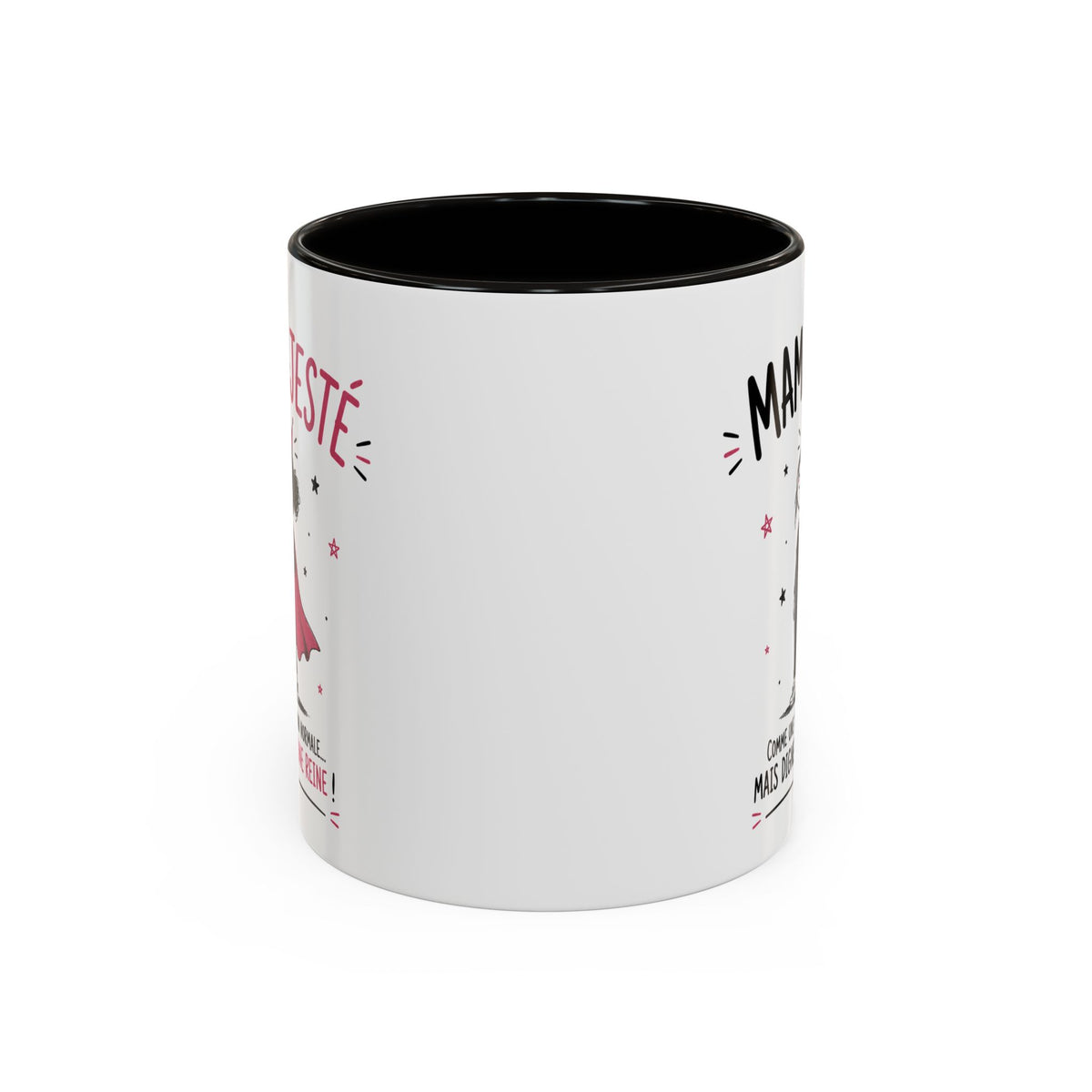 Mug Mamajesté – Comme une Maman Normale Mais en Version Royale – Tasse Humoristique pour Maman – Idée Cadeau Originale Anniversaire Fête des Mères Noël noir bleu rouge