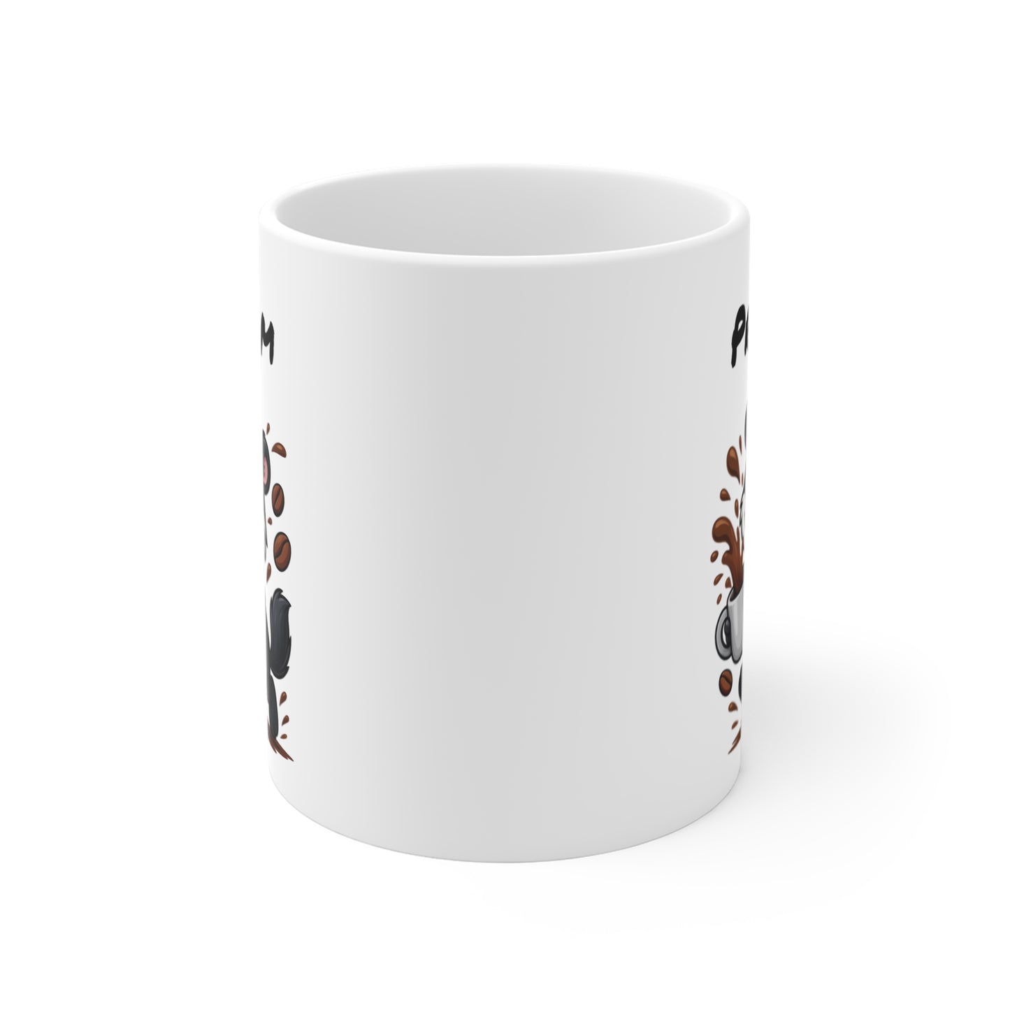 Tasse Personnalisable Blaireau Café – Mug Prénom Animal Cartoon Céramique 325ml – Cadeau Original