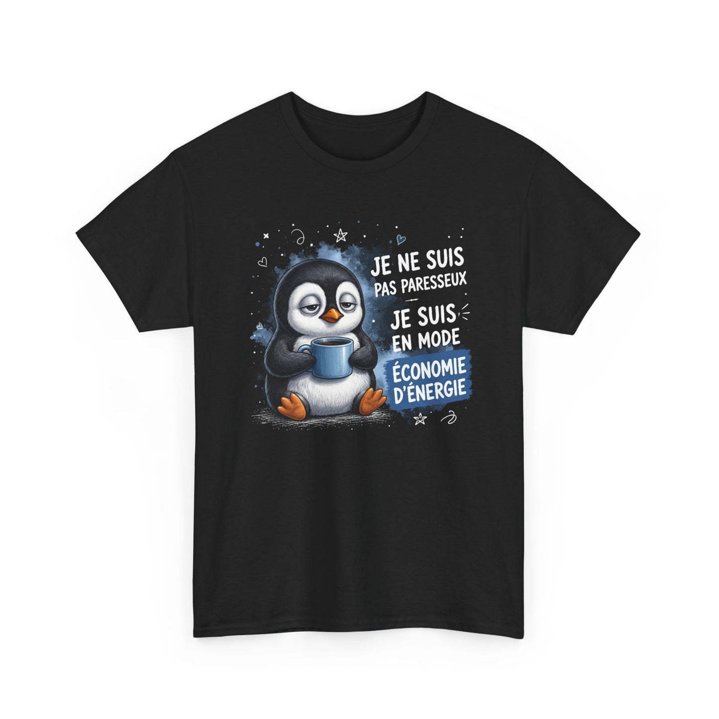 Tee-Shirt Humour Homme et Femme – Pingouin Fatigué Économie d’Énergie – Idée Cadeau Drôle Original Anniversaire
