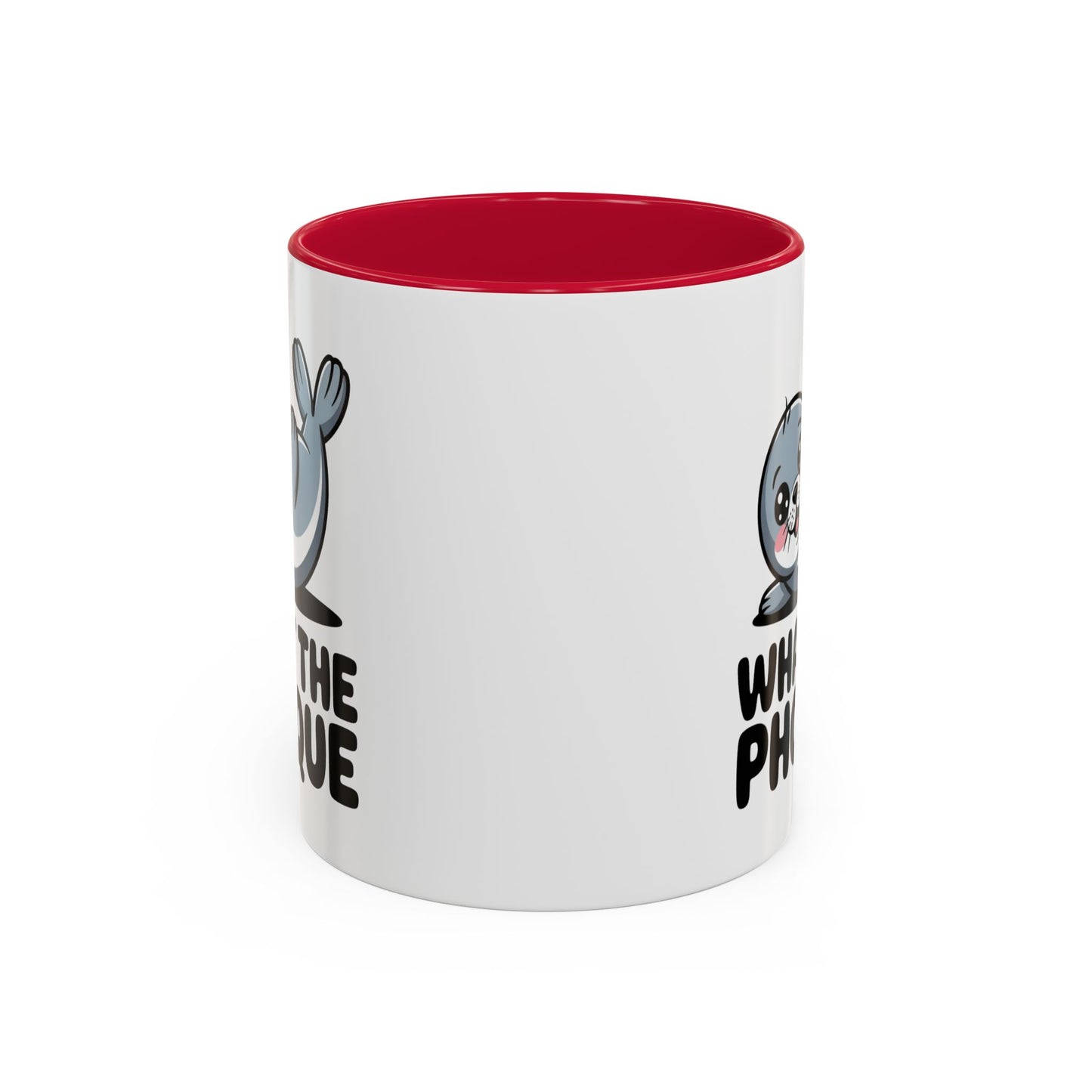 Tasse Phoque Drôle “What the Phoque” – Mug Humour Animal Mignon – Cadeau Original Fun Noir Bleu Rouge 325ml