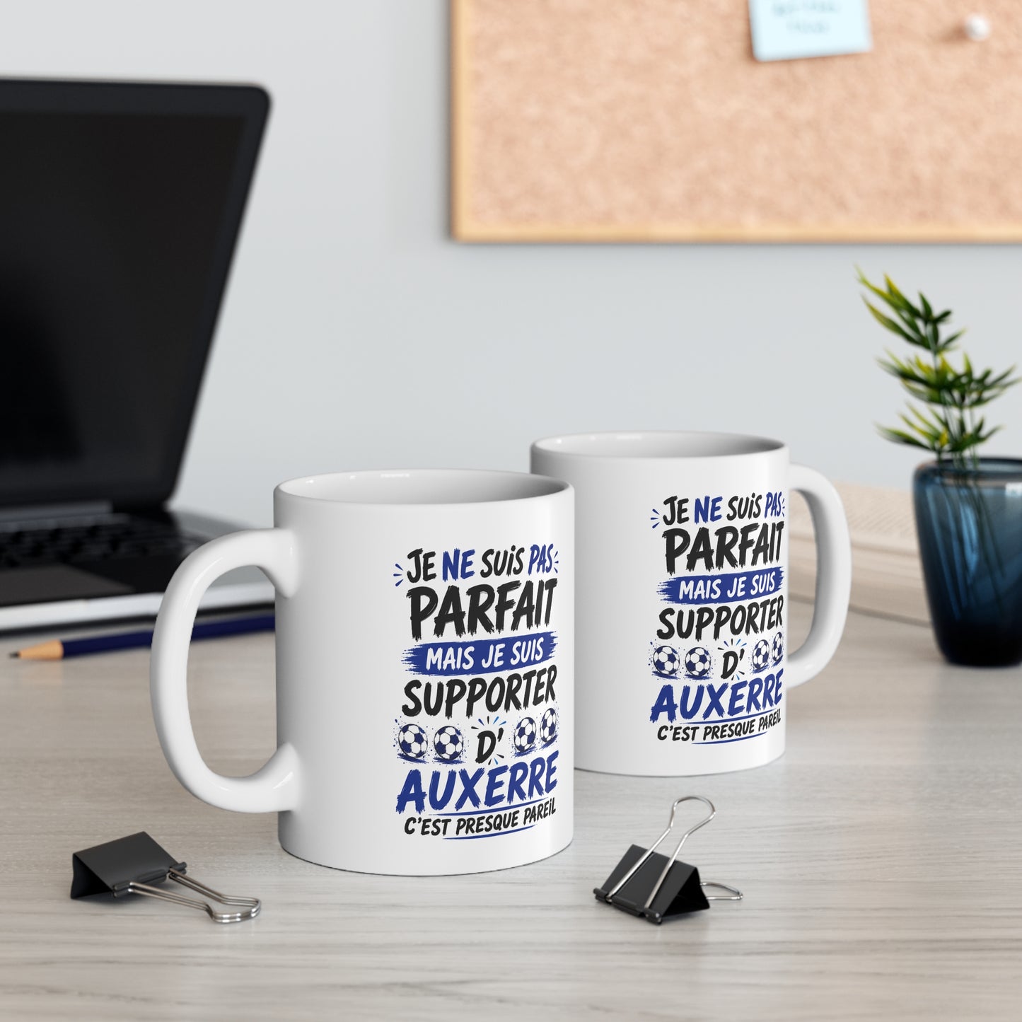 Tasse Je Ne Suis Pas Parfait Mais Je Suis Supporter D’Auxerre – Mug Humour Football – Cadeau Passionné de Football 325ml