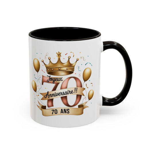 Tasse Joyeux 70e Anniversaire – Mug Anniversaire 70 Ans Élégant – Cadeau Original Anniversaire – Céramique 325ml