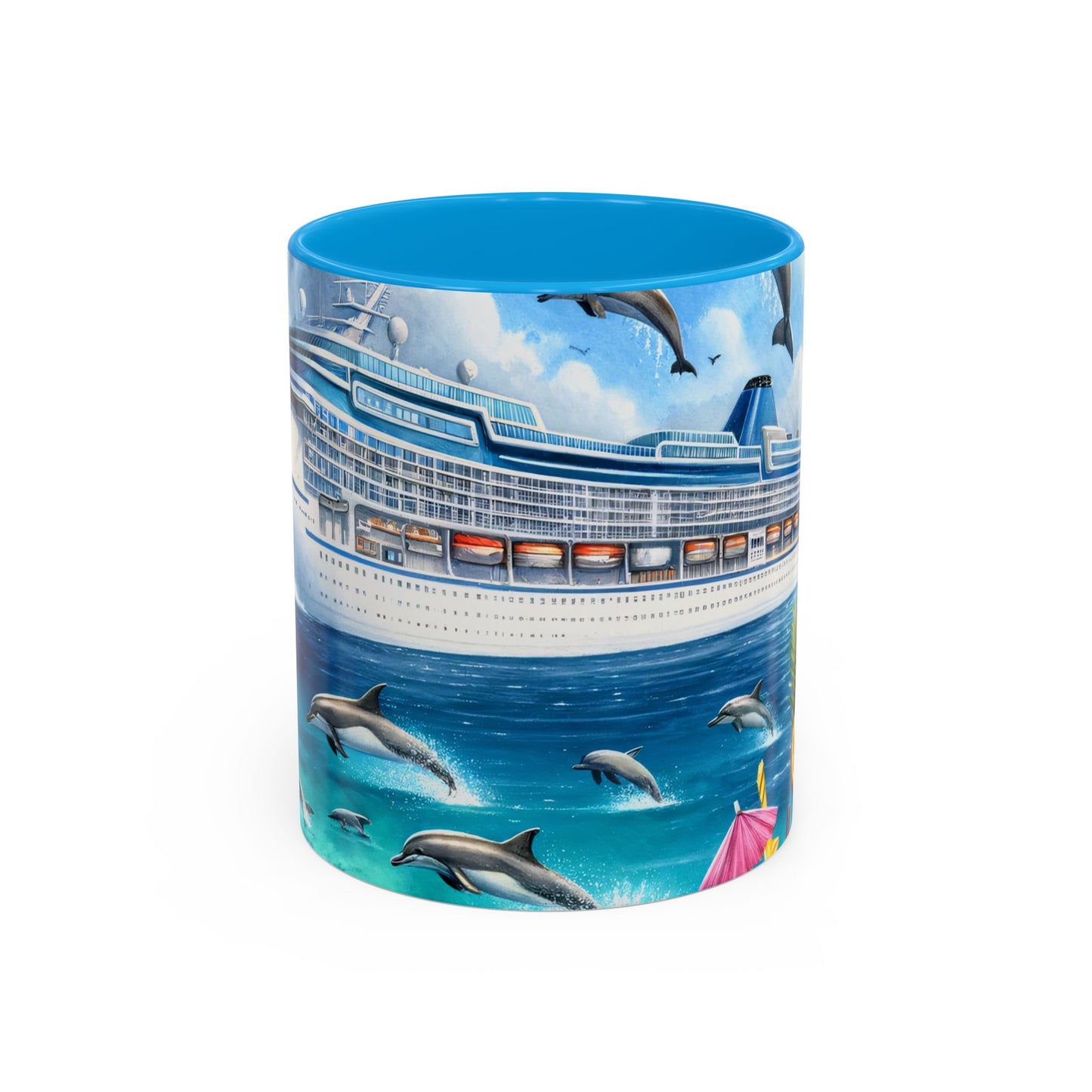 Mug Croisière Tropicale avec Dauphins – Tasse Paquebot de Luxe et Océan Paradisiaque – Cadeau Voyage et Vacances 325ml