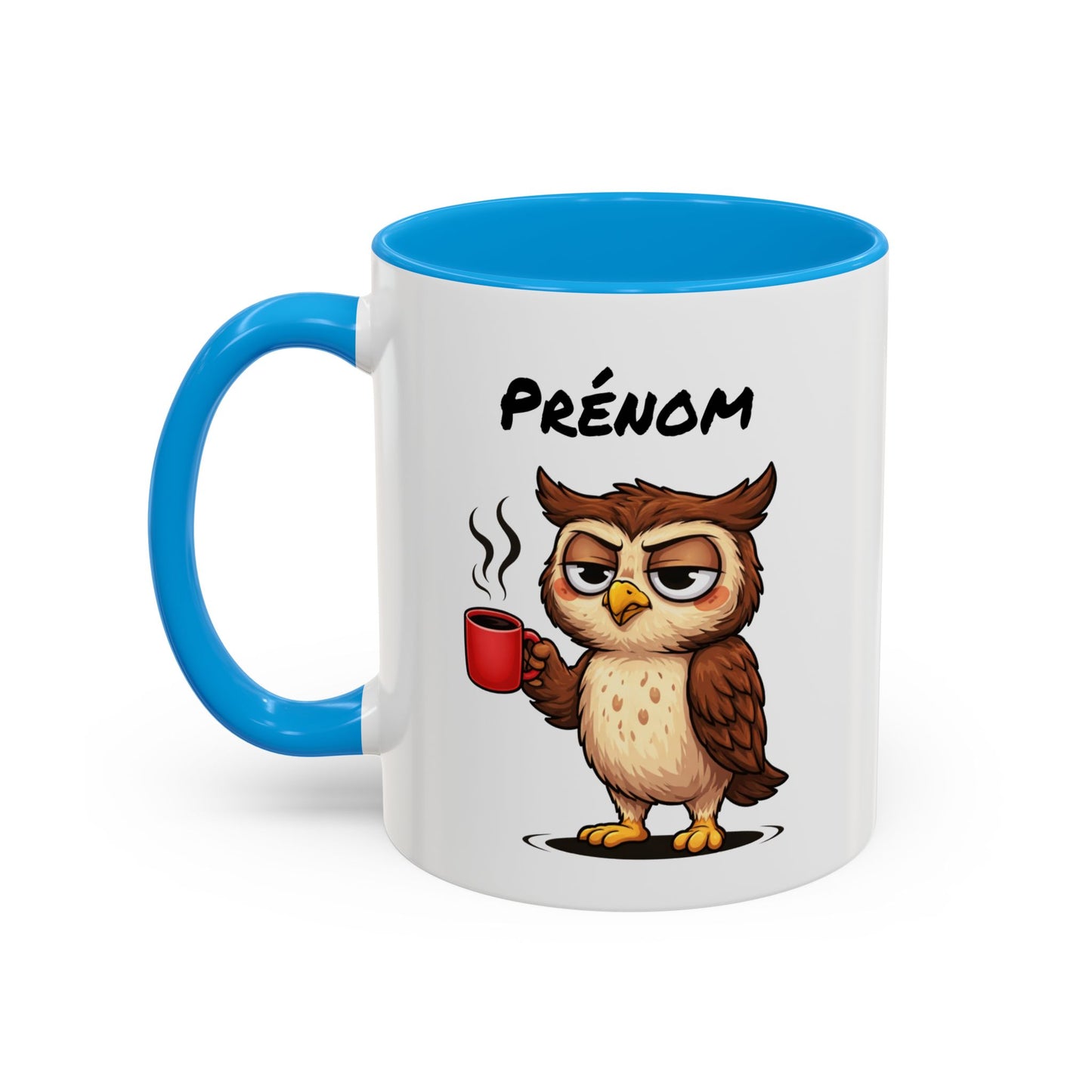 Mug Hibou Fatigué Personnalisable 325ml – Tasse Café Humour Animal Drôle Réveil Difficile Travail Bureau