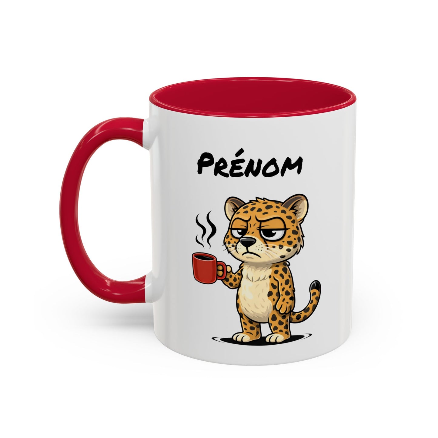 Mug Léopard Fatigué Personnalisable 325ml – Tasse Café Humour Animal Sauvage Drôle Réveil Difficile