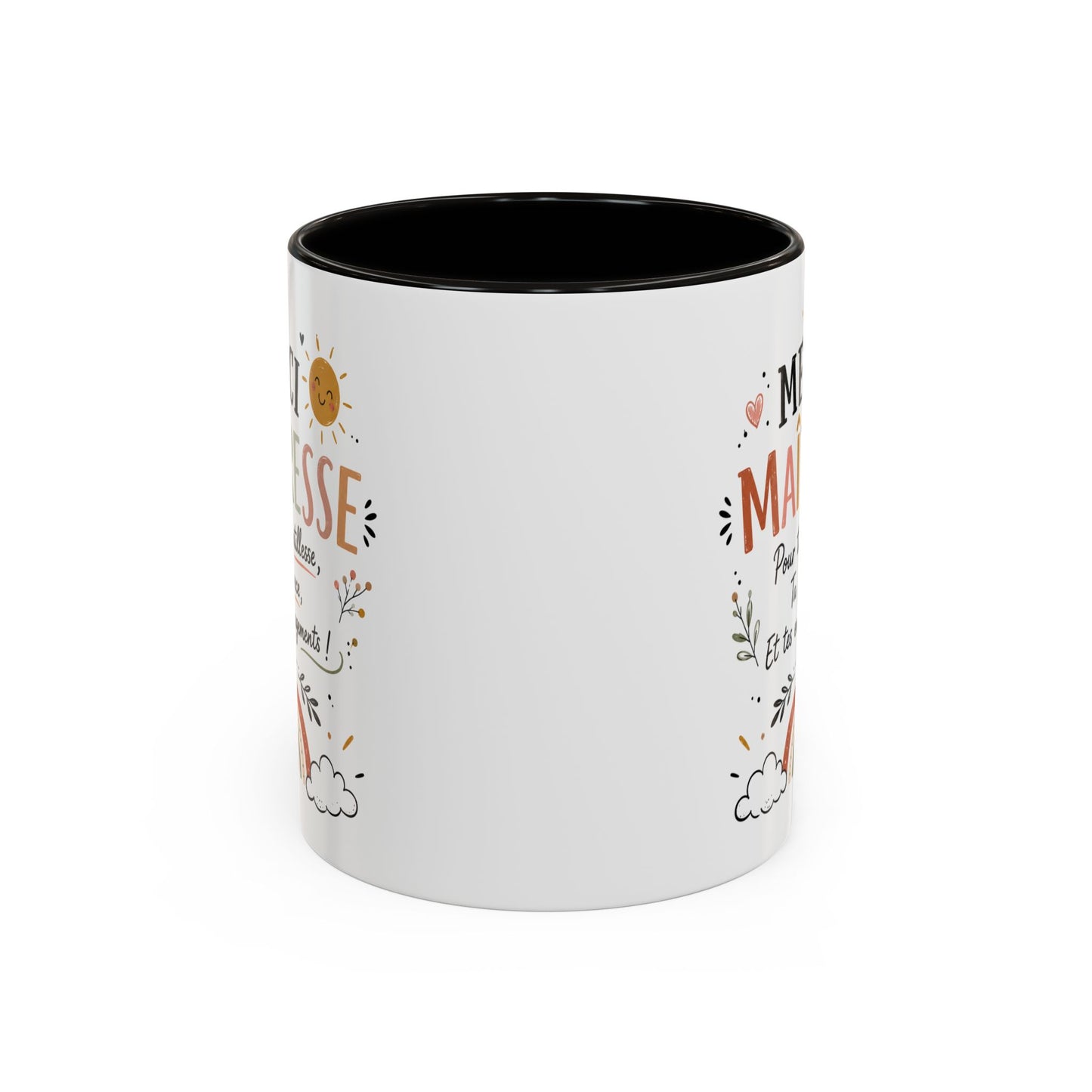 Tasse Merci Maîtresse – Mug Bohème Arc-en-Ciel – Cadeau Maîtresse École Femme 325ml
