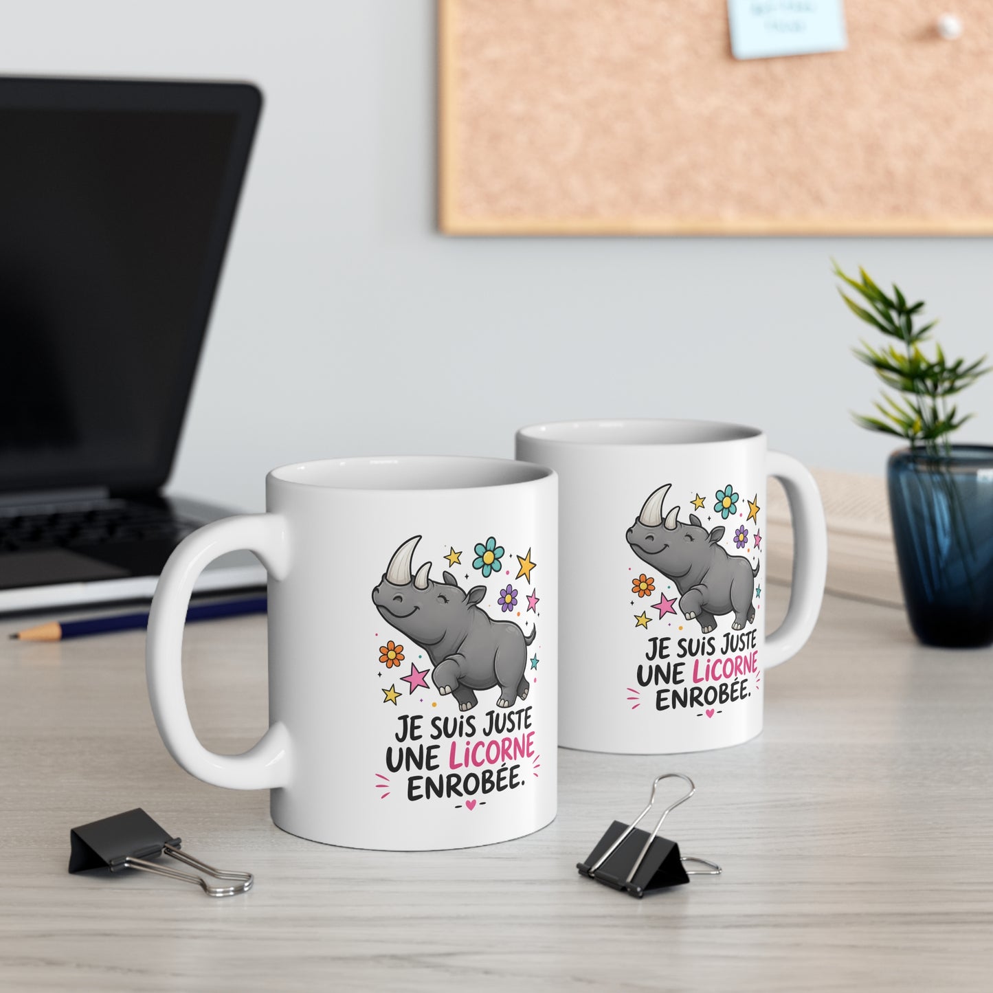 Mug Femme Humoristique – Tasse Rhinocéros Licorne – Idée Cadeau Originale Anniversaire Amie Collègue – 325 ml