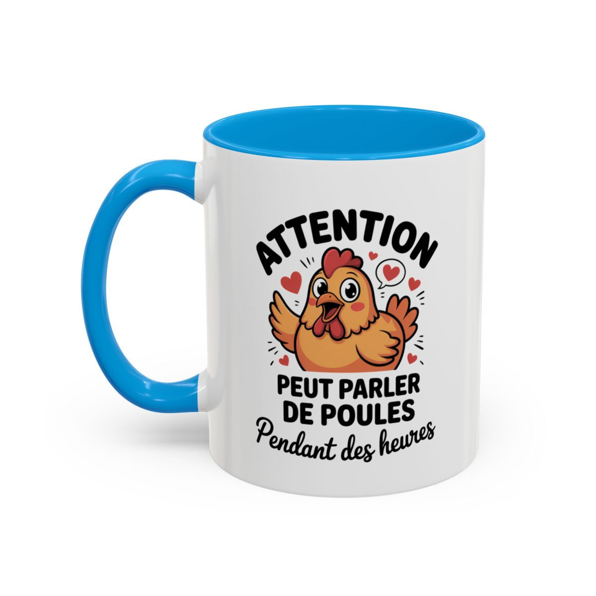 Tasse Poule Amoureuse Cartoon – Mug Animal Mignon avec Cœurs – Cadeau Humoristique et Romantique 325ml