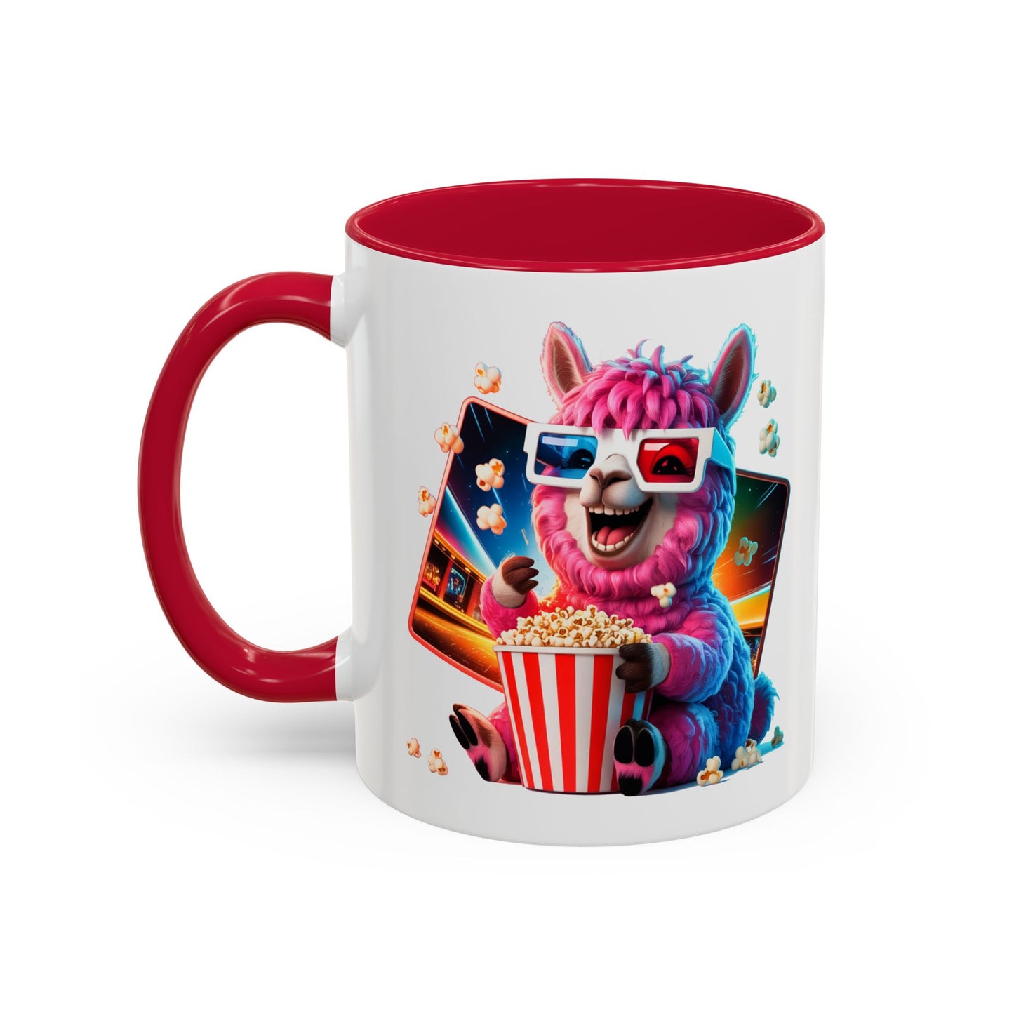 Mug Lama Rigolo Cinéma – Tasse Design avec Popcorn et Lunettes 3D – Cadeau Original 325ml