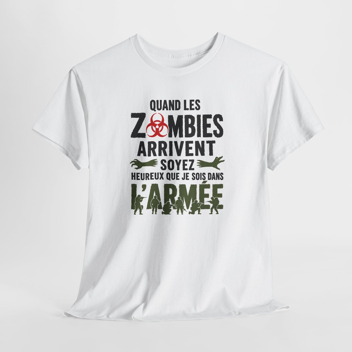 Tee Shirt Homme et Femme Zombie Armée Militaire Humour Survival Apocalypse Idée Cadeau