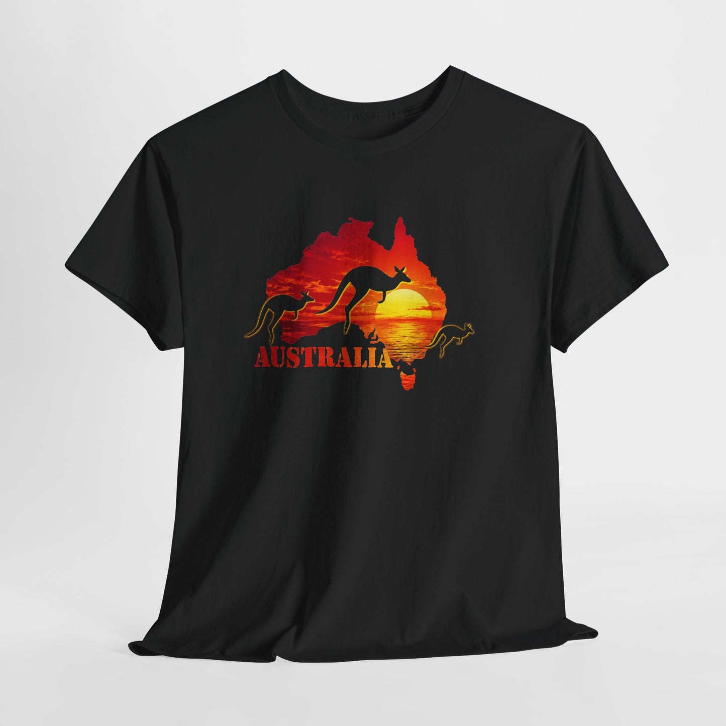 Tee Shirt Homme et Femme Australie Kangourou Coucher de Soleil Voyage Nature Paysage Australien Animal Sauvage Cadeau