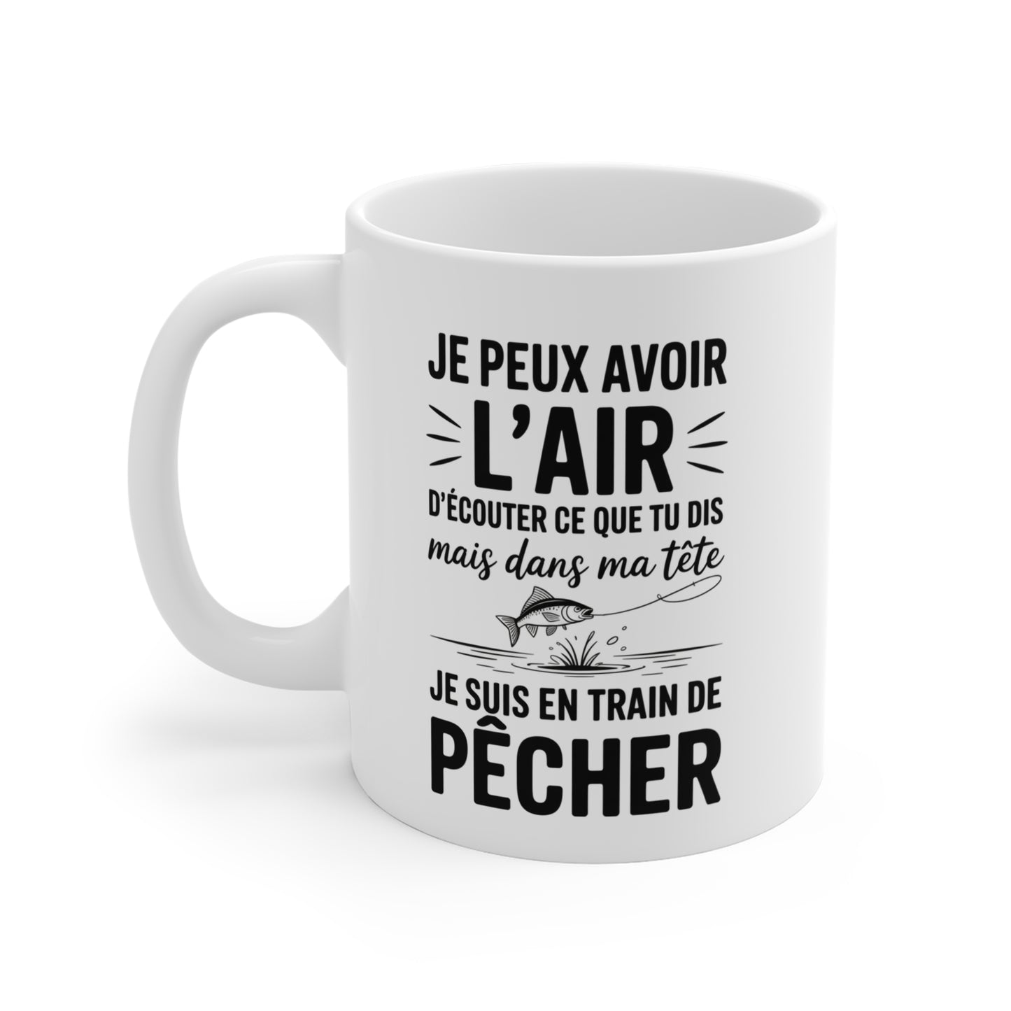 Mug Humour Pêche – Tasse Drôle « Dans ma tête je pêche » – Cadeau Passionné de Pêche 325ml