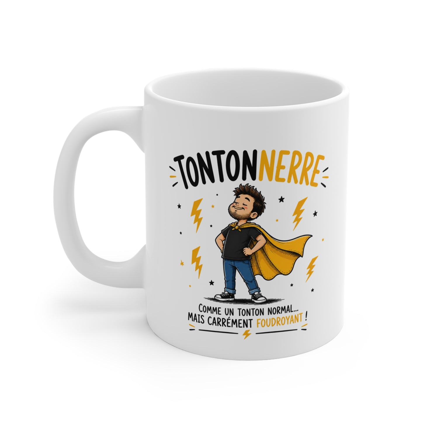 Mug Tontonnerre – Tasse Humoristique pour Tonton – Comme un Tonton Normal Mais Carrément Électrique – Idée Cadeau Originale Anniversaire Noël Famille