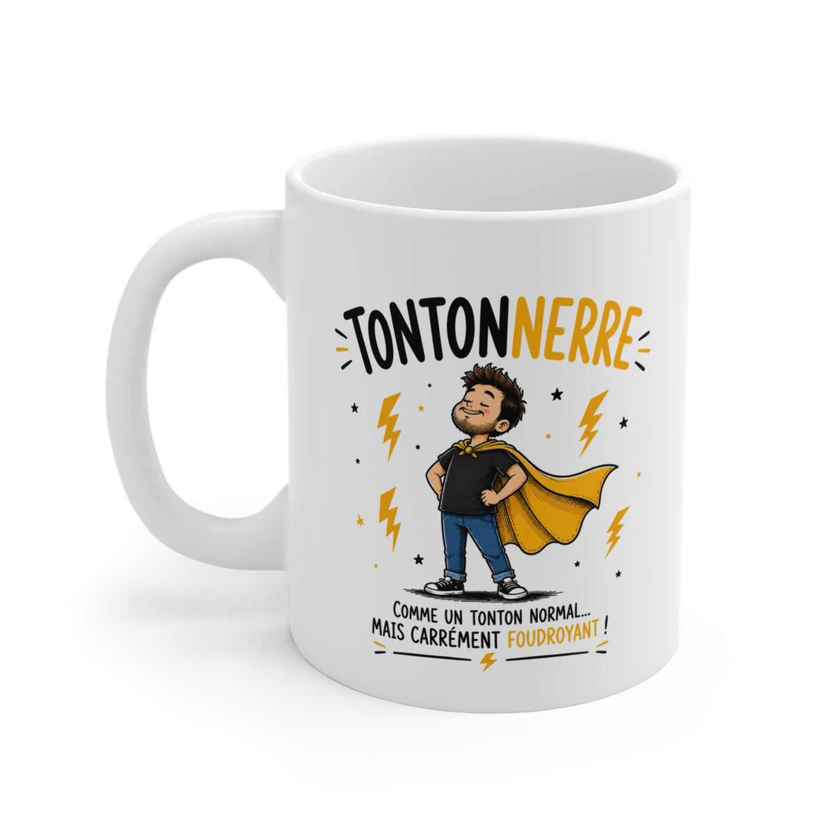 Mug Tontonnerre – Tasse Humoristique pour Tonton – Comme un Tonton Normal Mais Carrément Électrique – Idée Cadeau Originale Anniversaire Noël Famille