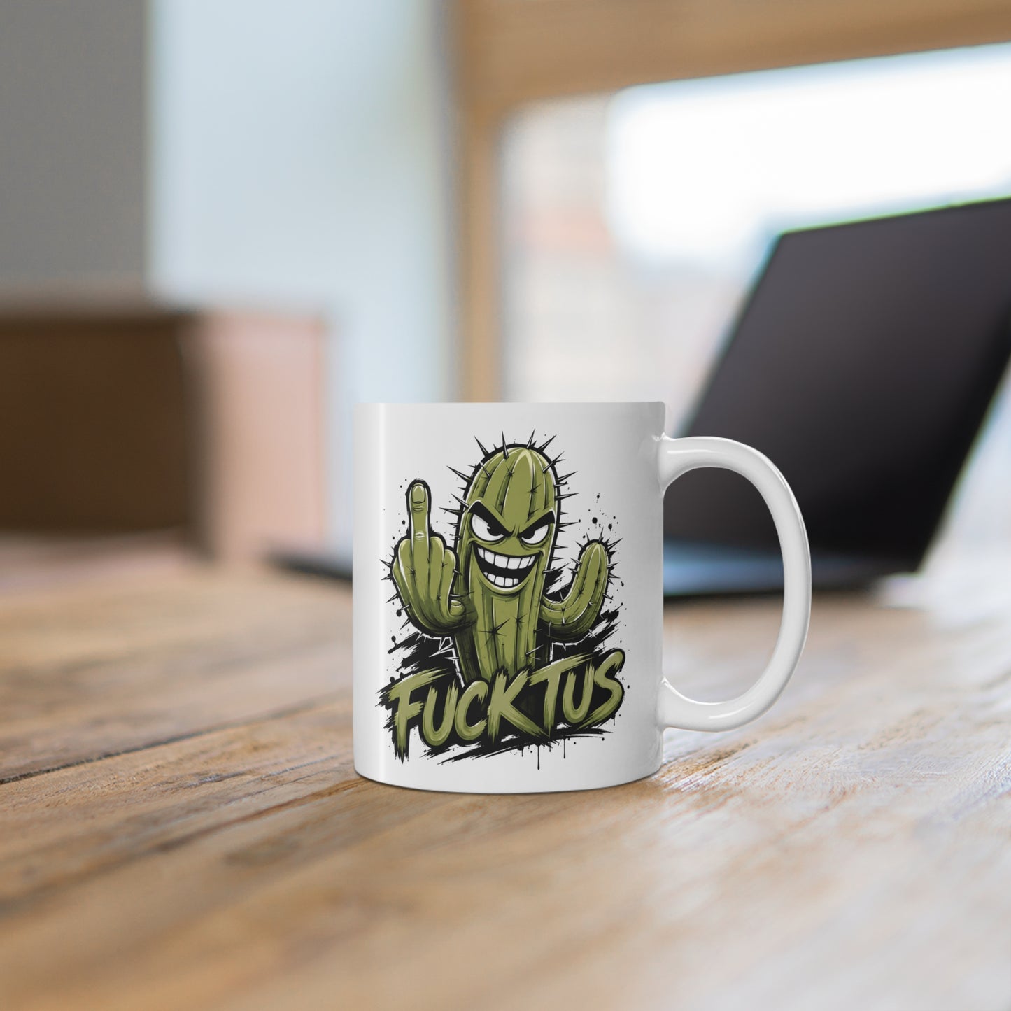 Mug Humour Cactus Doigt d’Honneur – Fucktus – Tasse Drôle Insolente et Décalée – Cadeau Original Homme Femme