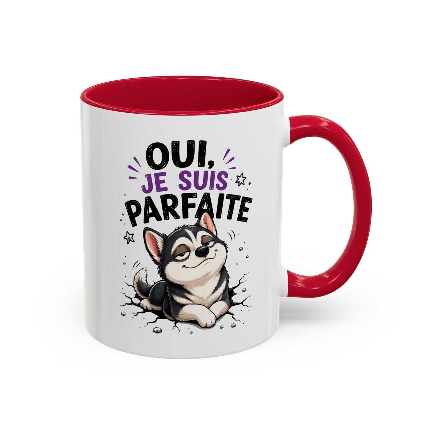 Tasse Husky Drôle Femme – Mug Chien Husky "Oui Je Suis Parfaite" – Cadeau Original Amoureuse des Chiens Huskys 325 ml