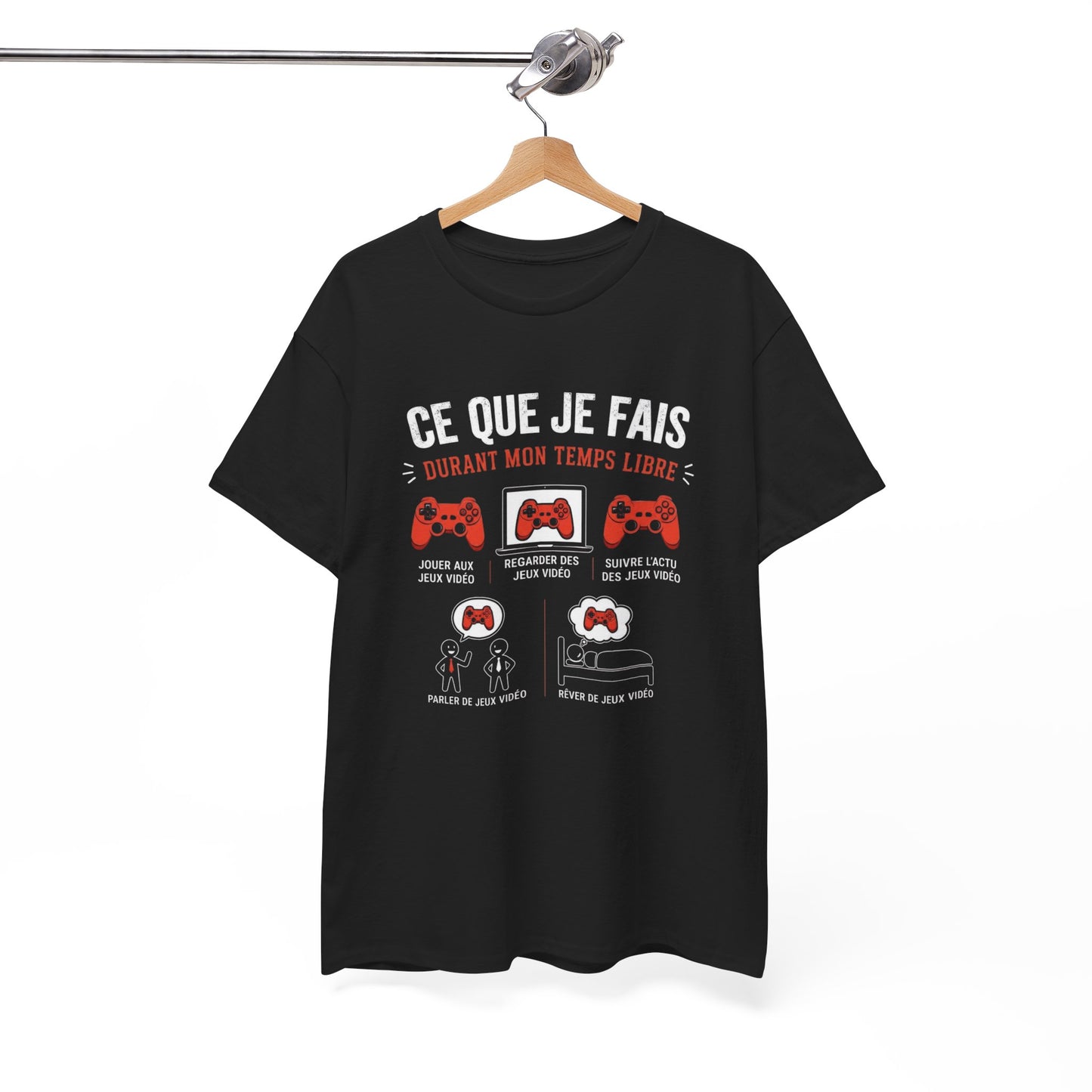 T-Shirt Gamer Homme Femme – Ce Que Je Fais Durant Mon Temps Libre – Tee Shirt Jeux Vidéo Humour Geek Gaming