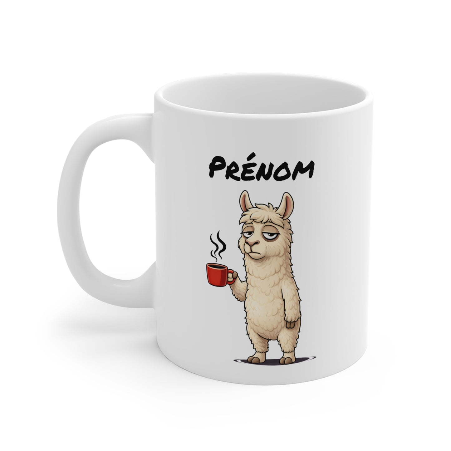 Tasse Lama avec Café – Mug Animal Drôle Fatigue – Illustration Lama Cartoon 325ml – Cadeau Original et Fun