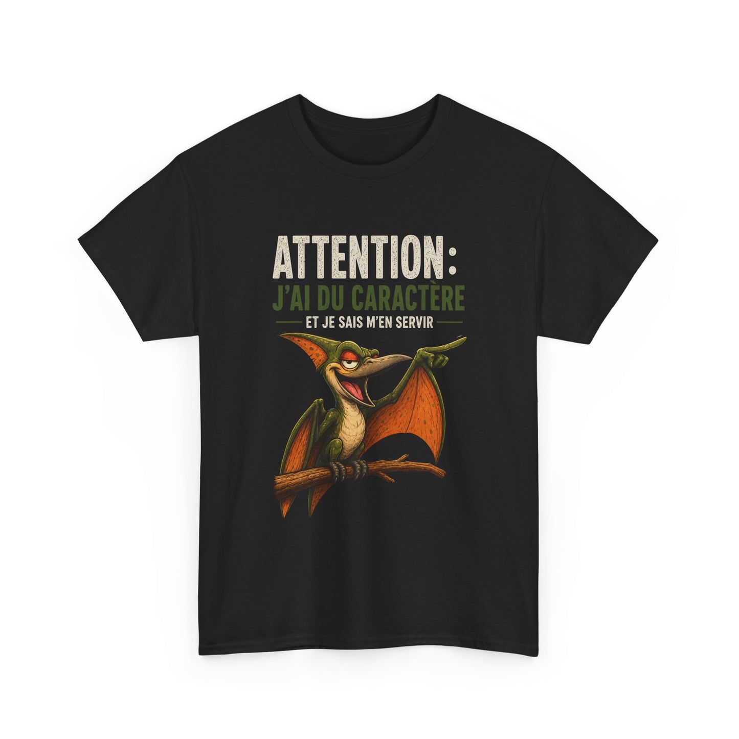 T-Shirt Humour Homme et Femme – Dinosaure Volant Drôle – Gros Caractère Sarcastique – Cadeau Original Anniversaire