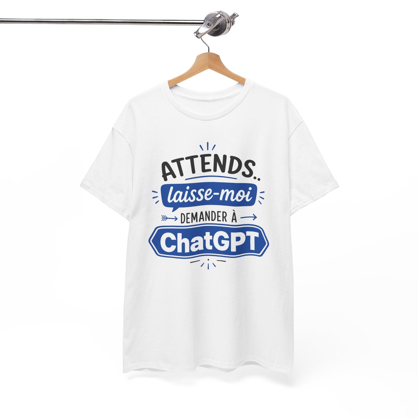 Tee-Shirt Humour Intelligence Artificielle – Attends Laisse-Moi Demander à l’IA – Cadeau Geek Informatique Homme et Femme