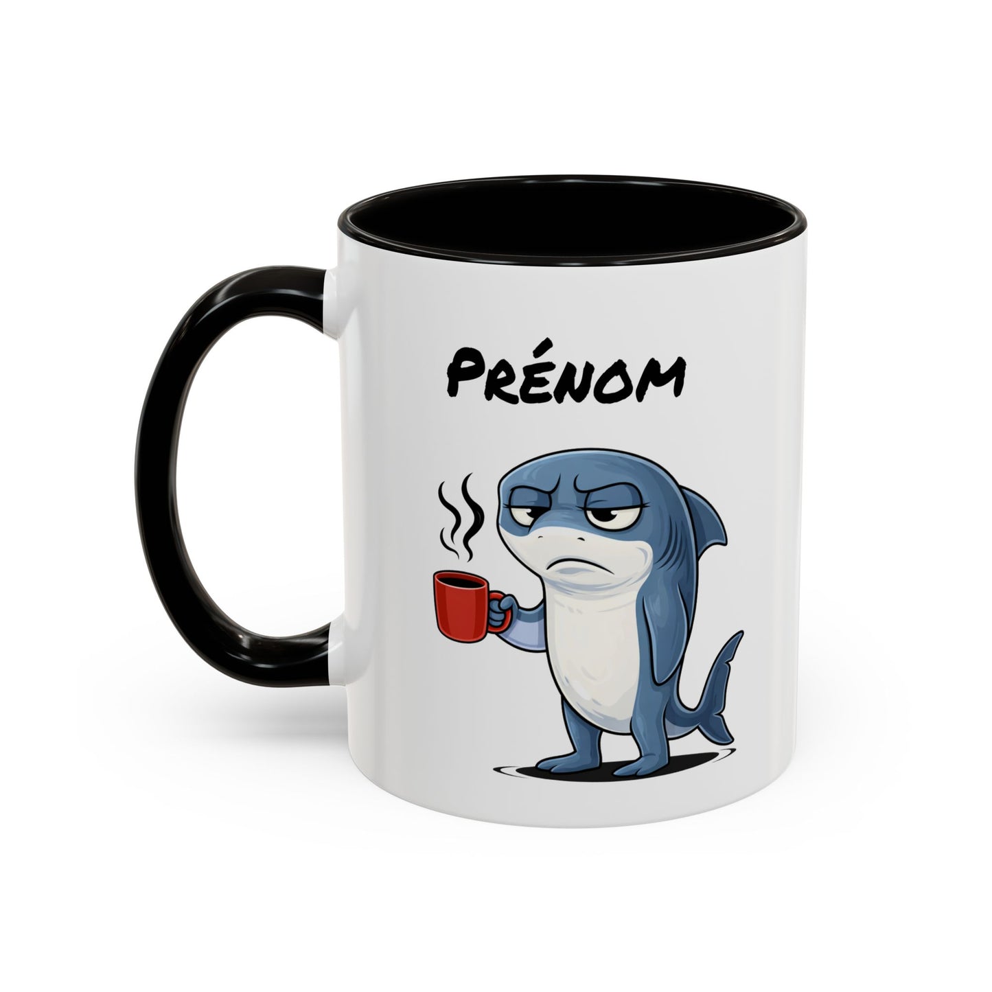Mug Requin Fatigué Personnalisable 325ml – Tasse Café Humour Animal Drôle Mignon Réveil Difficile
