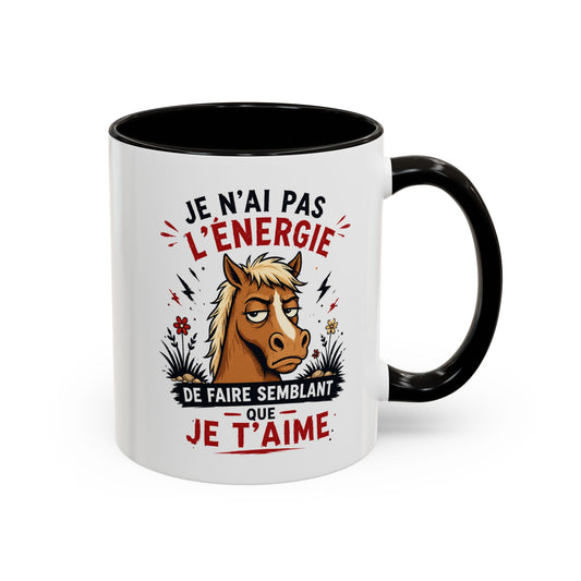 Tasse Humour Homme et Femme – Mug Drôle Cheval Fatigué Manque d’Énergie – Cadeau Original pour Collègue Ami Anniversaire 325 ml