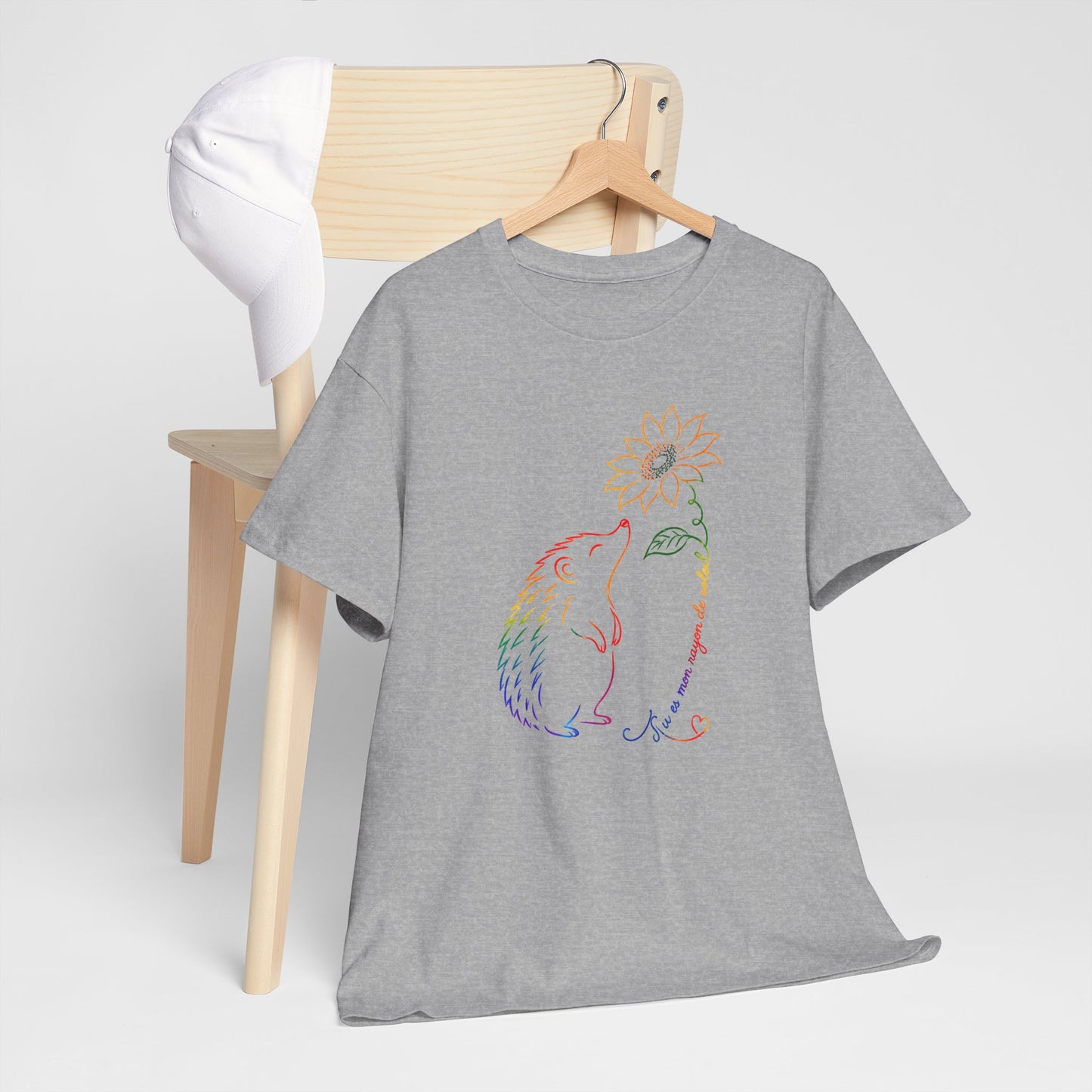 Tee Shirt Femme Hérisson Tournesol Coloré Fleur Nature Animal Mignon Cadeau Original