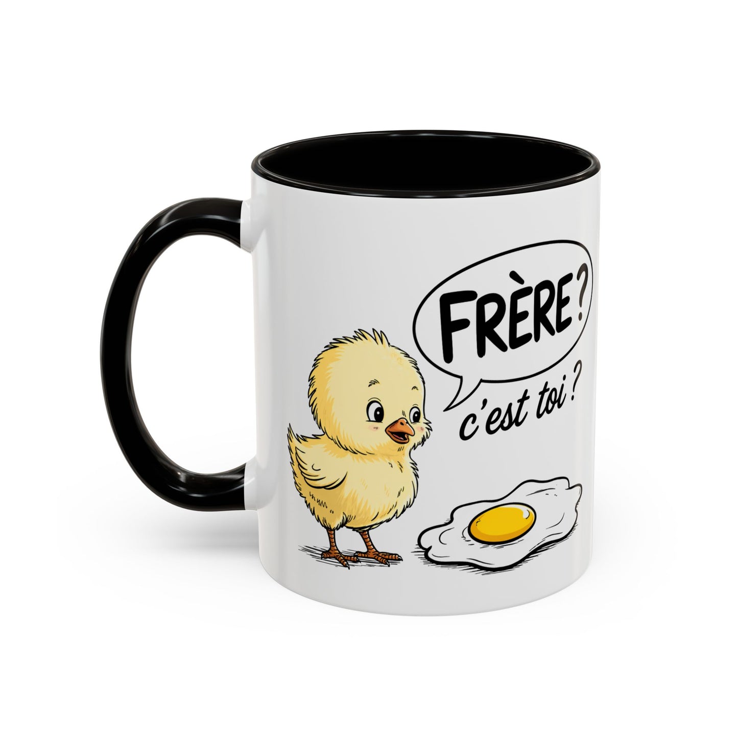 Mug Humour Poussin Œuf – Tasse Blague Frère C’est Toi – Cadeau Drôle Fun Original – Céramique 325ml Noir Bleu Rouge