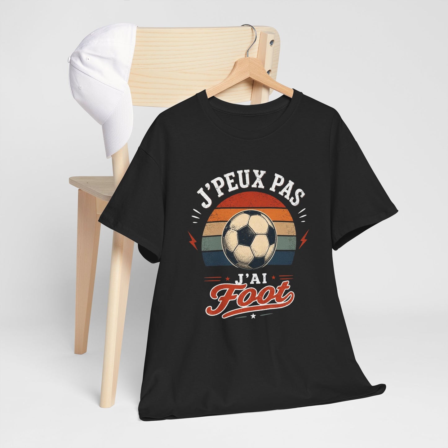 T-Shirt Football Homme Femme – J’Peux Pas J’Ai Foot – Tee Shirt Ballon Football Vintage Supporter Joueur Entraînement Match Cadeau Passion Football