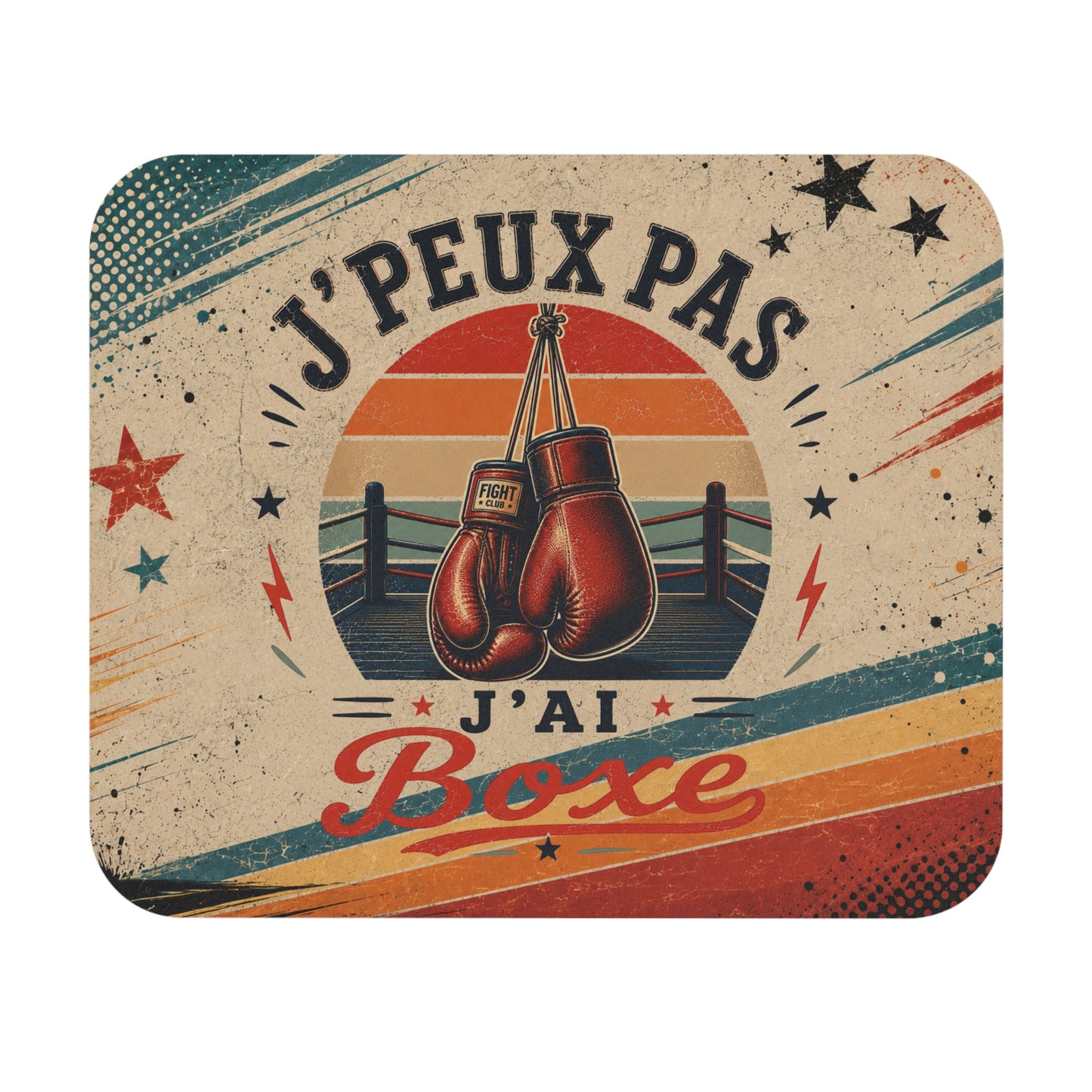 Tapis de Souris J'Peux Pas J'ai Boxe Vintage – Cadeau Boxe Homme et Femme – Accessoire Bureau Gamer Sport de Combat Original