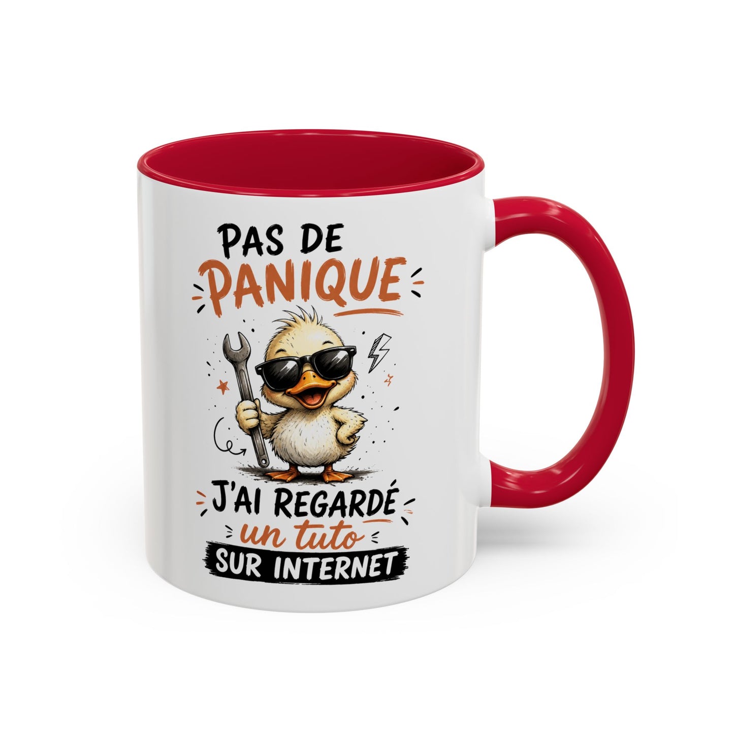Tasse Humoristique Bricolage – Pas de Panique J’ai Regardé un Tuto sur Internet – Mug Canard Drôle 325ml