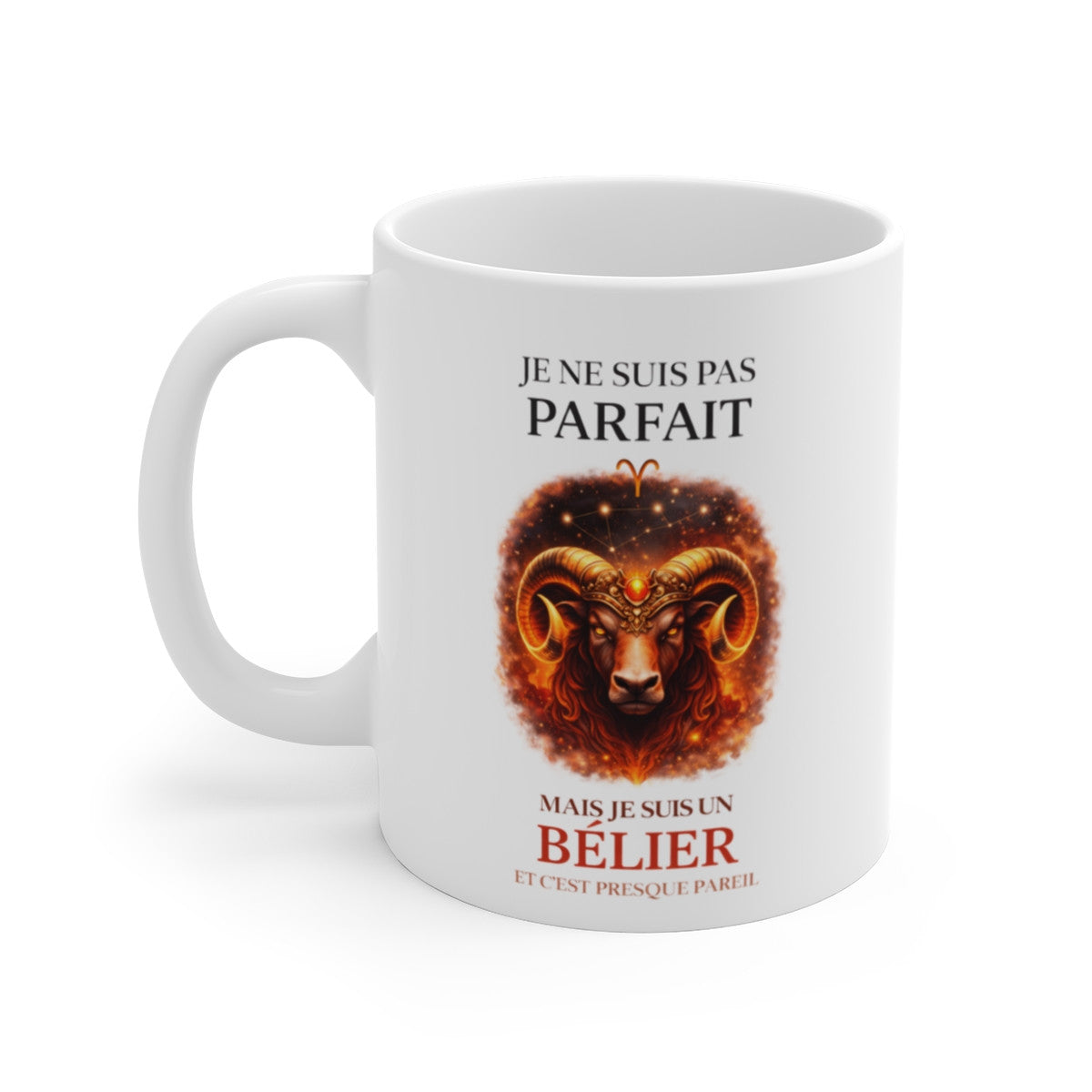 Mug Signe Astrologique Bélier – “Je Ne Suis Pas Parfait Mais Je Suis Bélier” – Tasse Horoscope Zodiac Cosmique 325ml