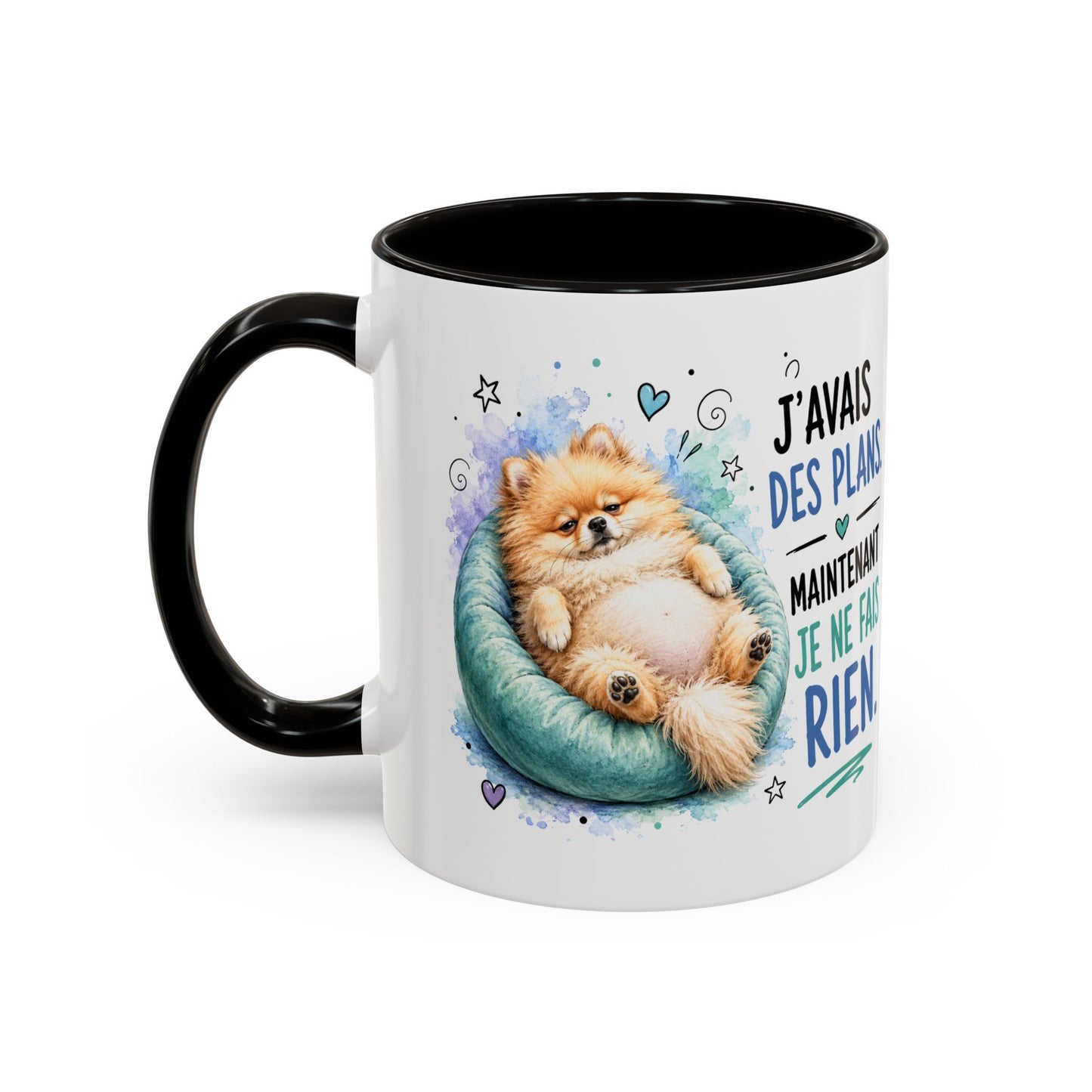 Tasse Spitz Nain Drôle Homme Femme – Mug J'Avais des Plans Maintenant Je Ne Fais Rien – Cadeau Humour Chien 325 ml