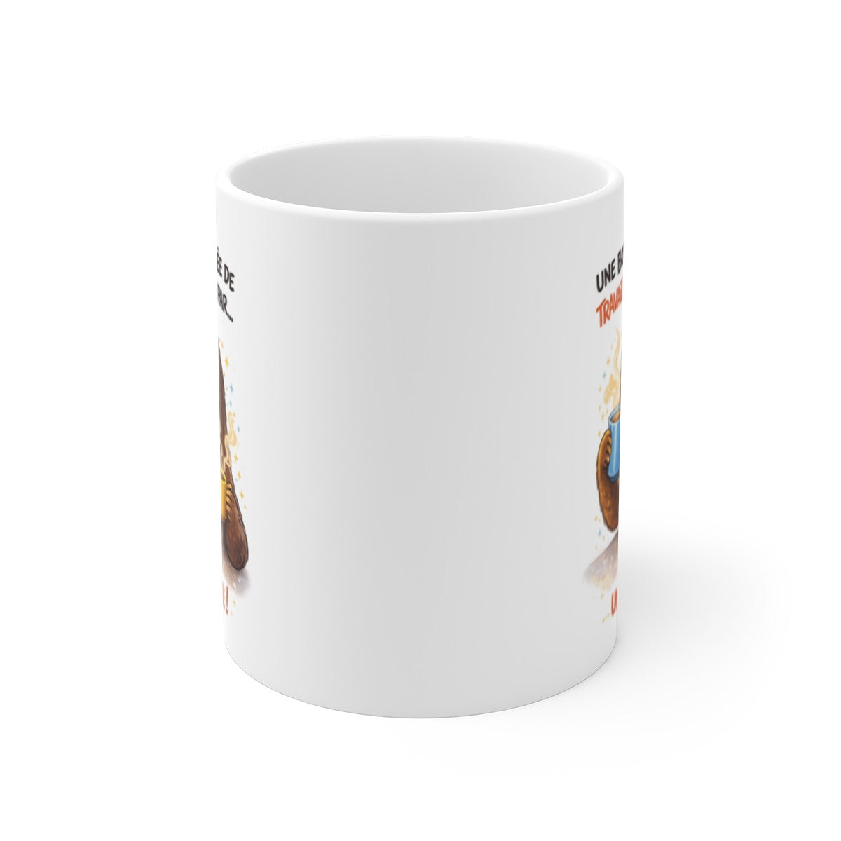 Mug Paresseux Humoristique – “Une Bonne Journée de Travail Commence par Une Pause” – Tasse Café Fun Bureau 325ml