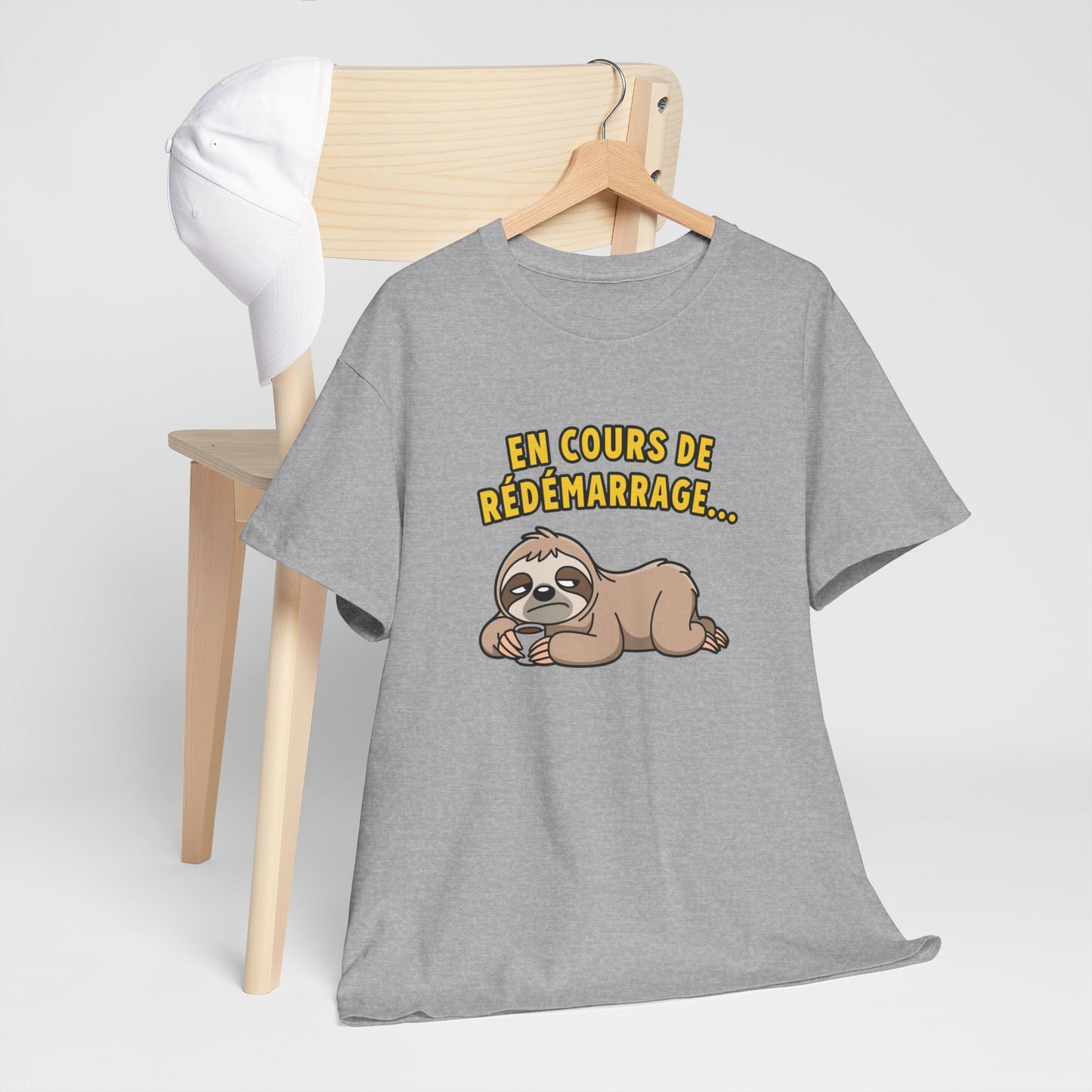T-Shirt Humour Paresseux En Cours de Redémarrage – Tee Shirt Drôle Adulte Fatigue Café Travail Bureau Citation Fun Cadeau Collègue Homme Femme