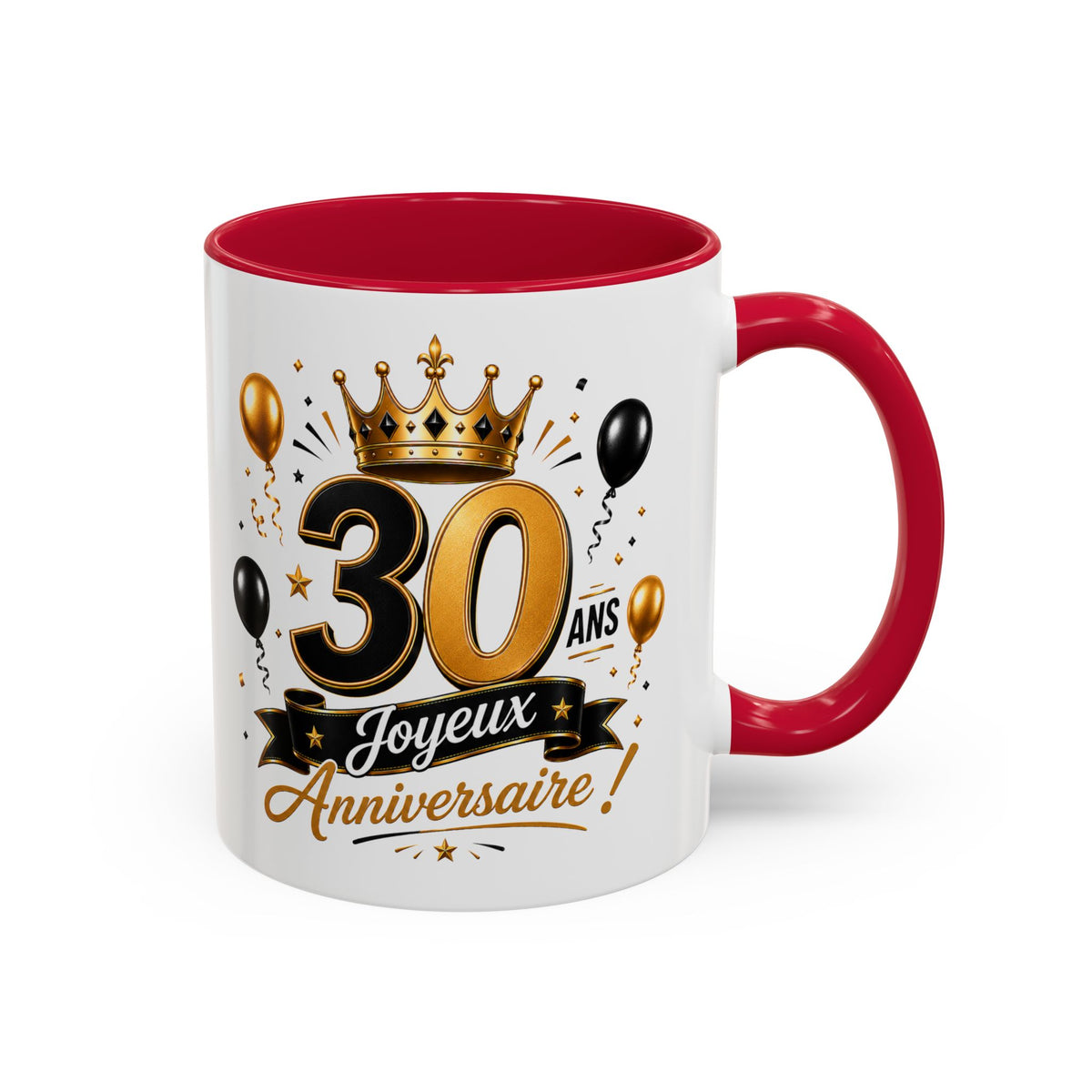Mug Joyeux 30 Ans – Tasse Anniversaire 30 Ans – Cadeau Original pour Femme Homme – Idée Cadeau 30e Anniversaire Noir Bleu Rouge