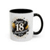 Mug Joyeux 18 Ans – Tasse Anniversaire 18 Ans Cadeau Original Homme Femme Noir Bleu Rouge 325ml