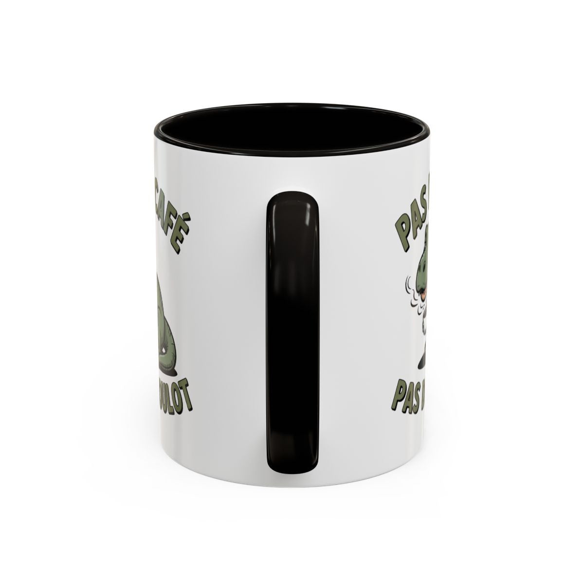 Mug Pas de Café Pas de Boulot – Tasse Humour Dinosaure Café Cadeau Collègue Homme Femme Noir Bleu Rouge 325ml