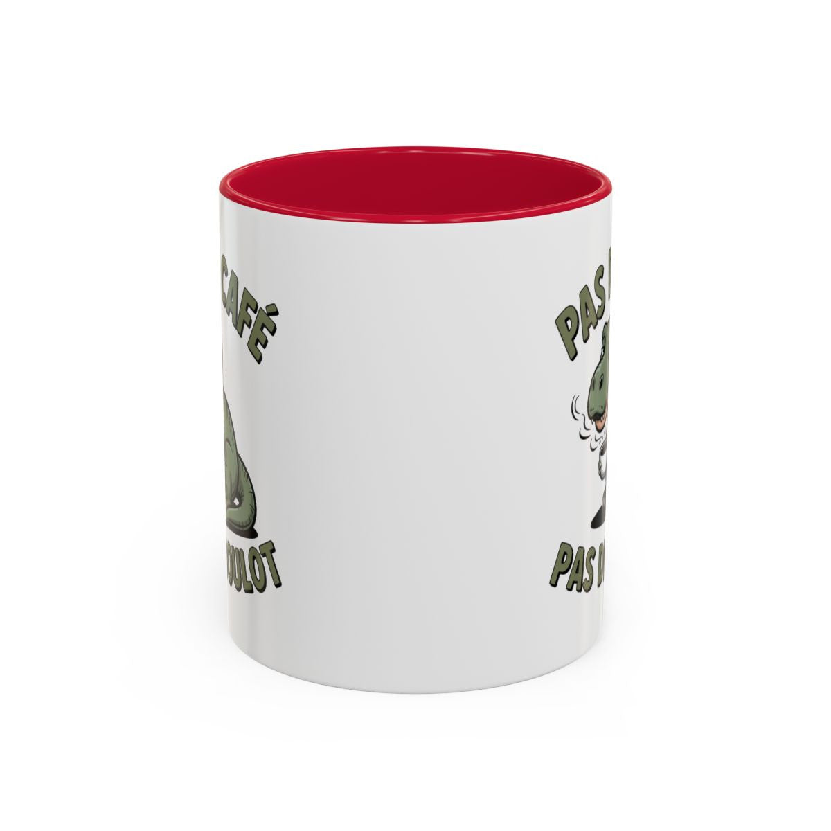 Mug Pas de Café Pas de Boulot – Tasse Humour Dinosaure Café Cadeau Collègue Homme Femme Noir Bleu Rouge 325ml